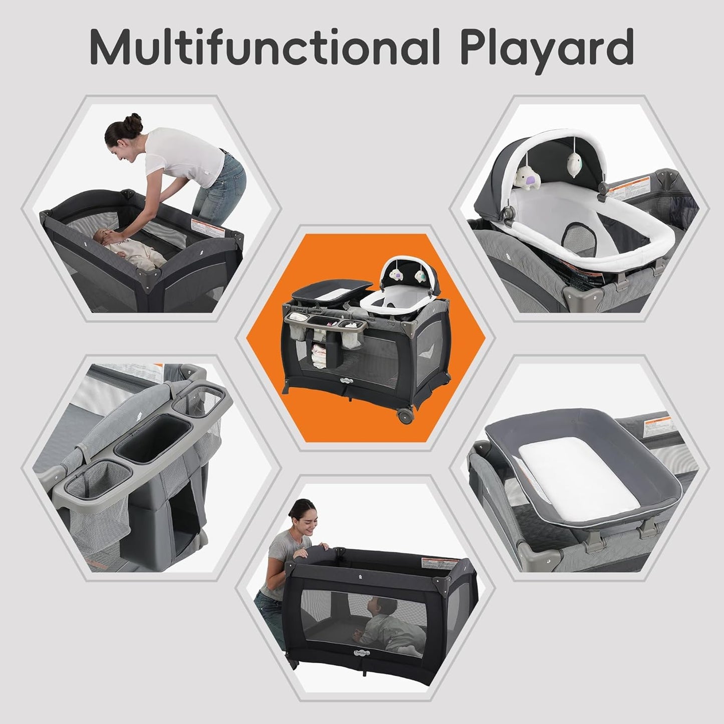 Pamo Babe Pack and Play 4 in 1 Playard Portable Playard Foldable Playp