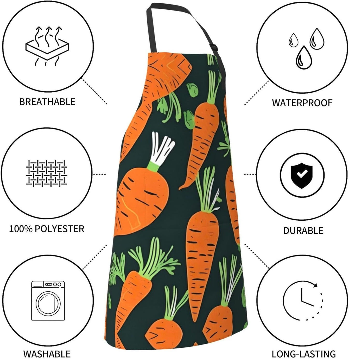 Happy carrot seamless pattern print Waterproof chef's apron with pocke