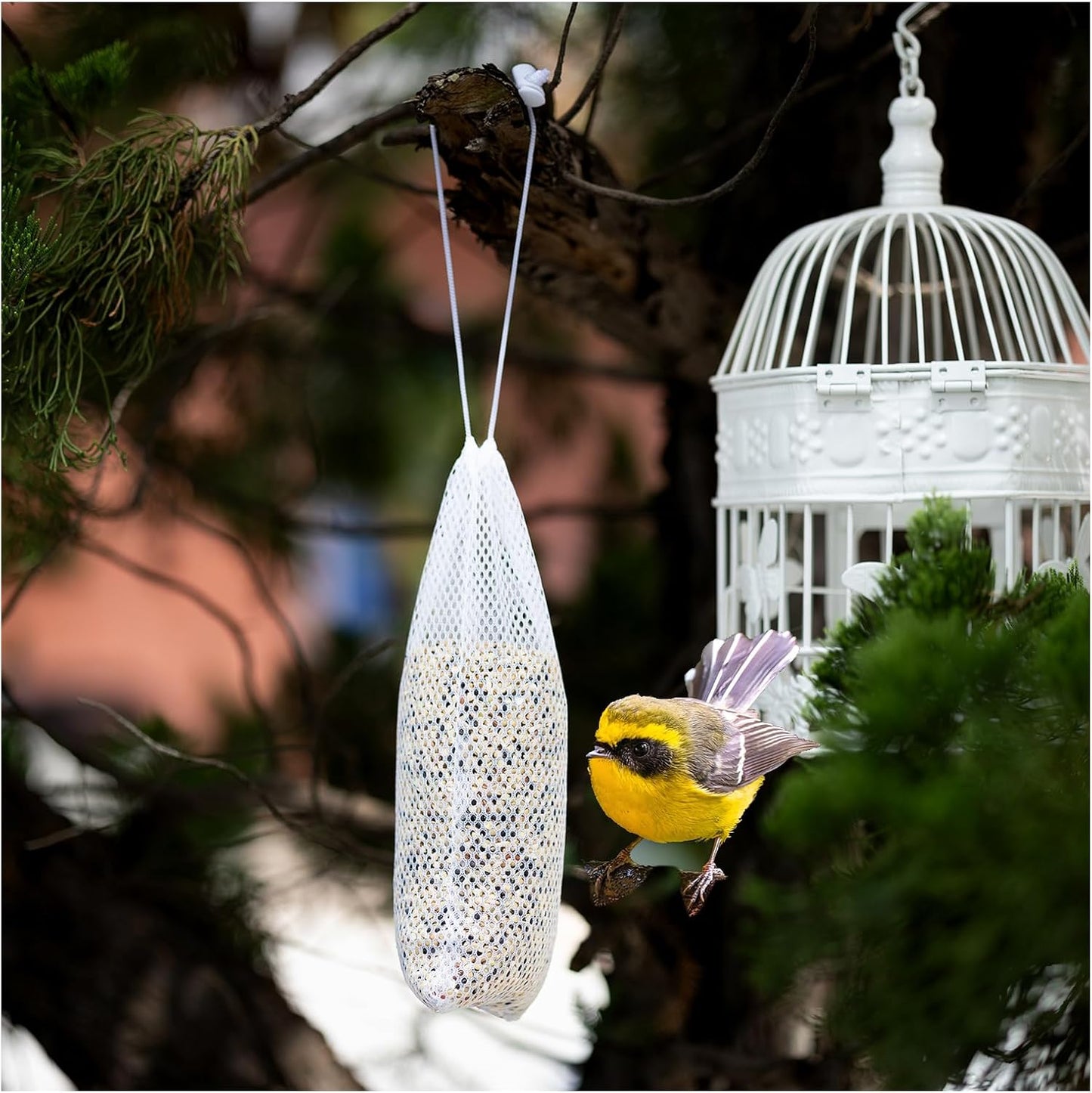 8 PCS Finch Sock Feeders for Outdoor Use - Durable White Thistle Seed Sacks, Ideal Bird Food Supply Tools for Garden and Yard Finch Feeding (4.7" x 11")