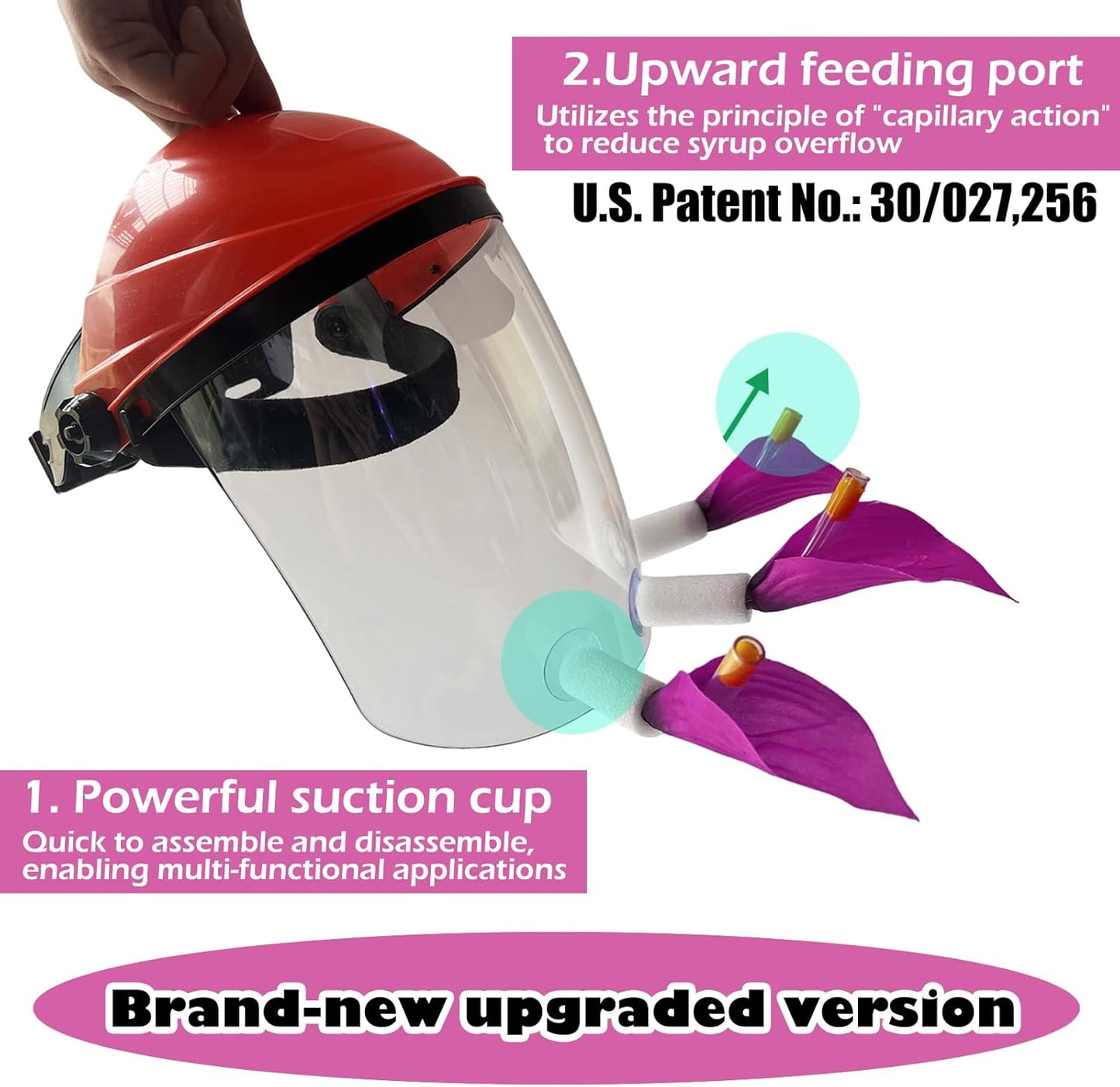 Hummingbird Feeder Helmet - 2025 Upgraded Wearable Hummingbird Mask for Backyard Bird Watching, Anti-Fog Lens & Bionic Purple Flower, Adjustable for Adults Teens Lightweight PVC