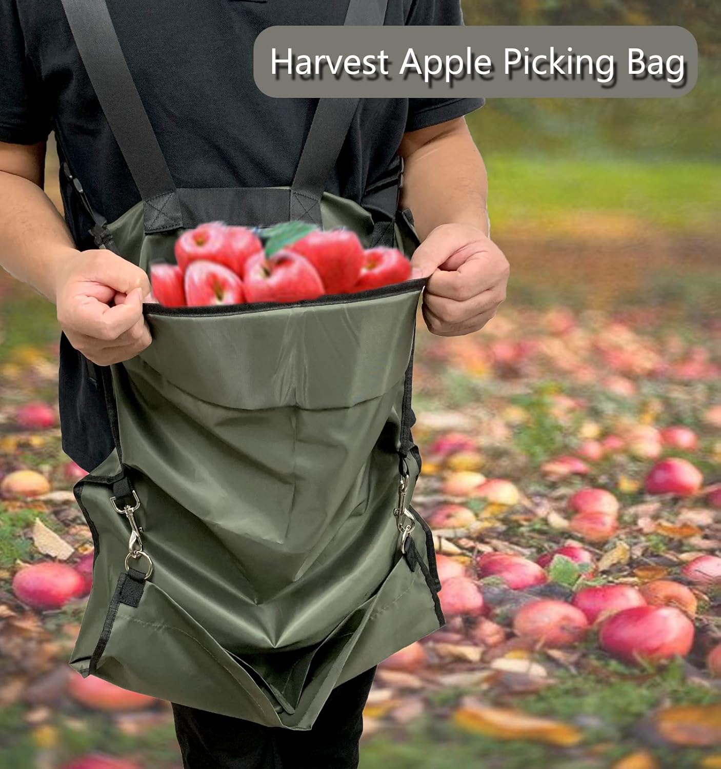 FCOUIID Harvest Apple Picking Bag - Waterproof Heavy Duty 420D Fruit Storage Apron Pouch for Garden, Orchard, Farm