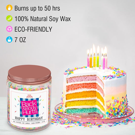 Homsolver Birthday Candles Gifts for Her and Him, Birthday Gifts for Women Men, Unique Best Friend Gift Ideas -Back & Body Hurts Happy Birthday Candle