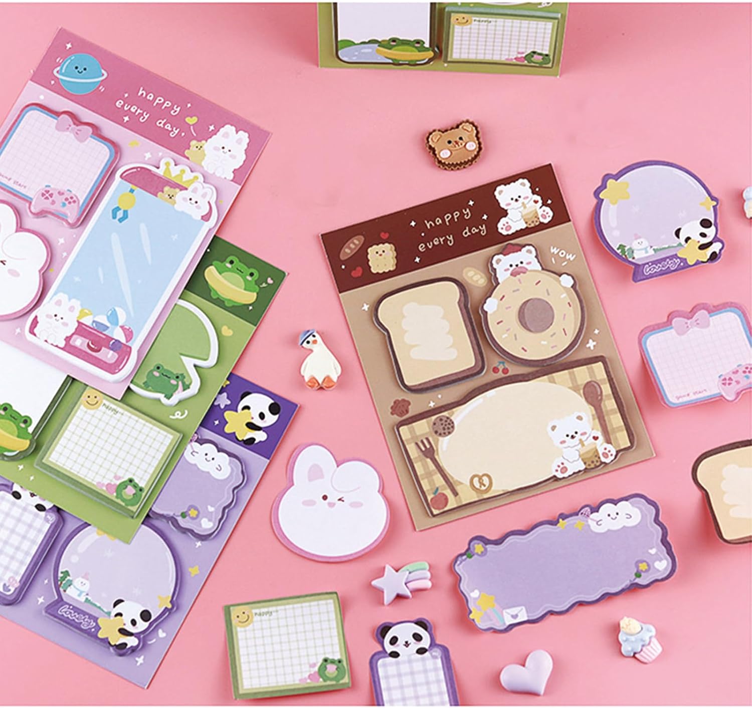 4 Pack Cute Sticky Notes Cartoon Animal Sticky Memo Pads Kawaii Small 