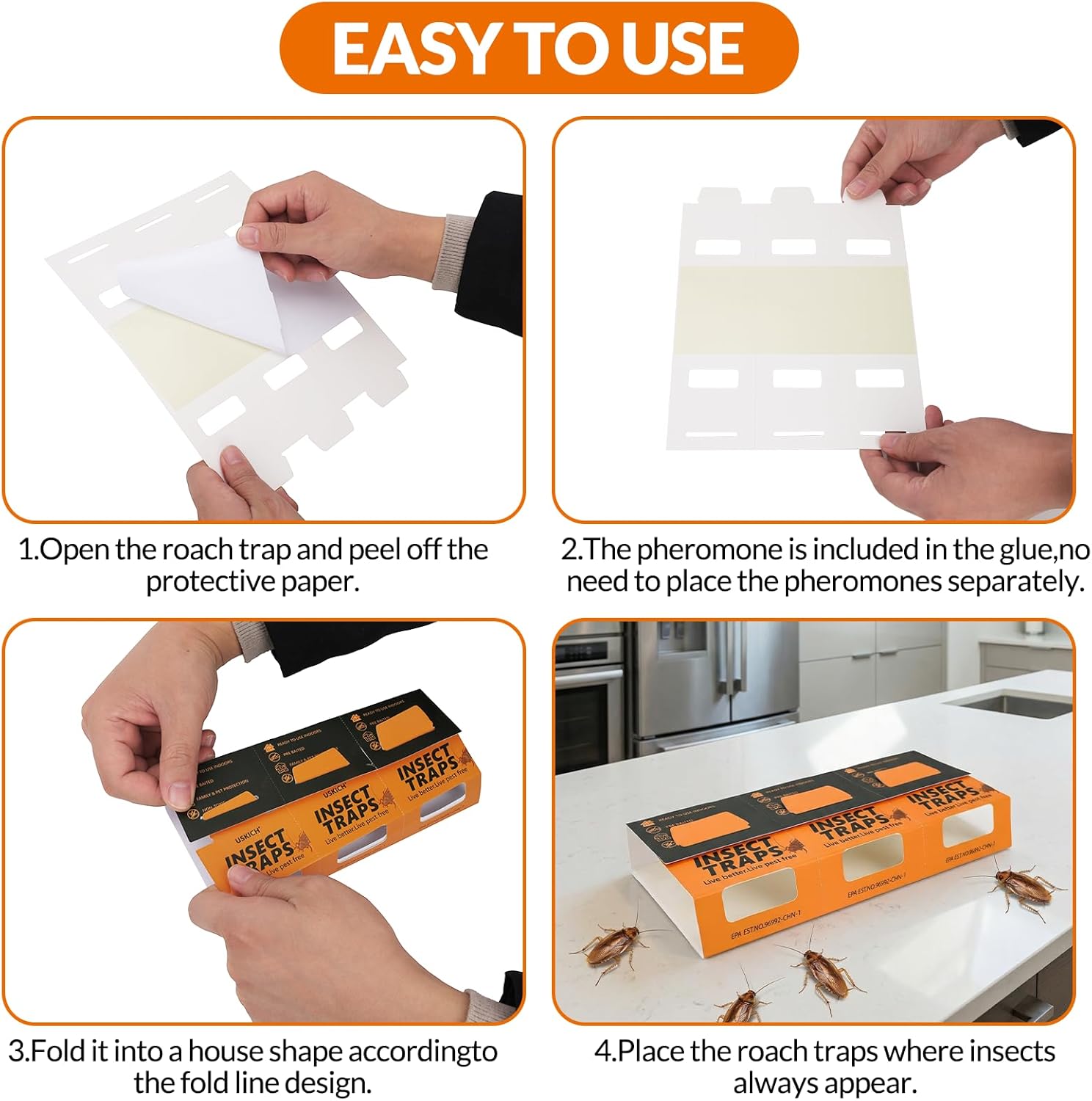 40 Pack Roach Traps, Cockroach Traps Indoor,Glue Roach Traps,Indoor Ro