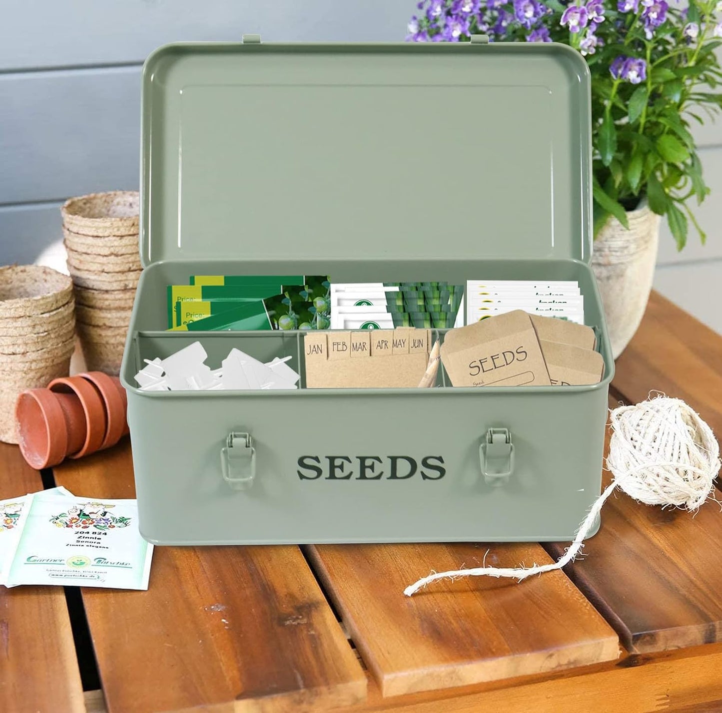 Seed Saving Box, Metal Seed Bin, Seed Storage Organizer Box, Seed Pack
