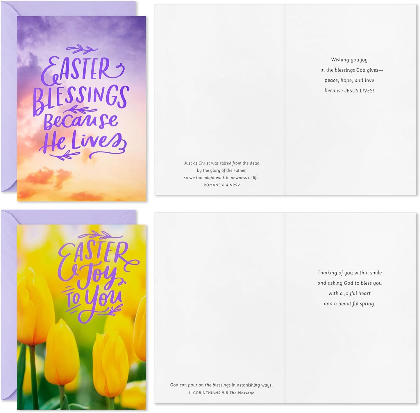 DaySpring Religious Easter Cards Assortment (16 Cards with Envelopes, 4 Designs) Tulip, Lily, Butterfly, Nature