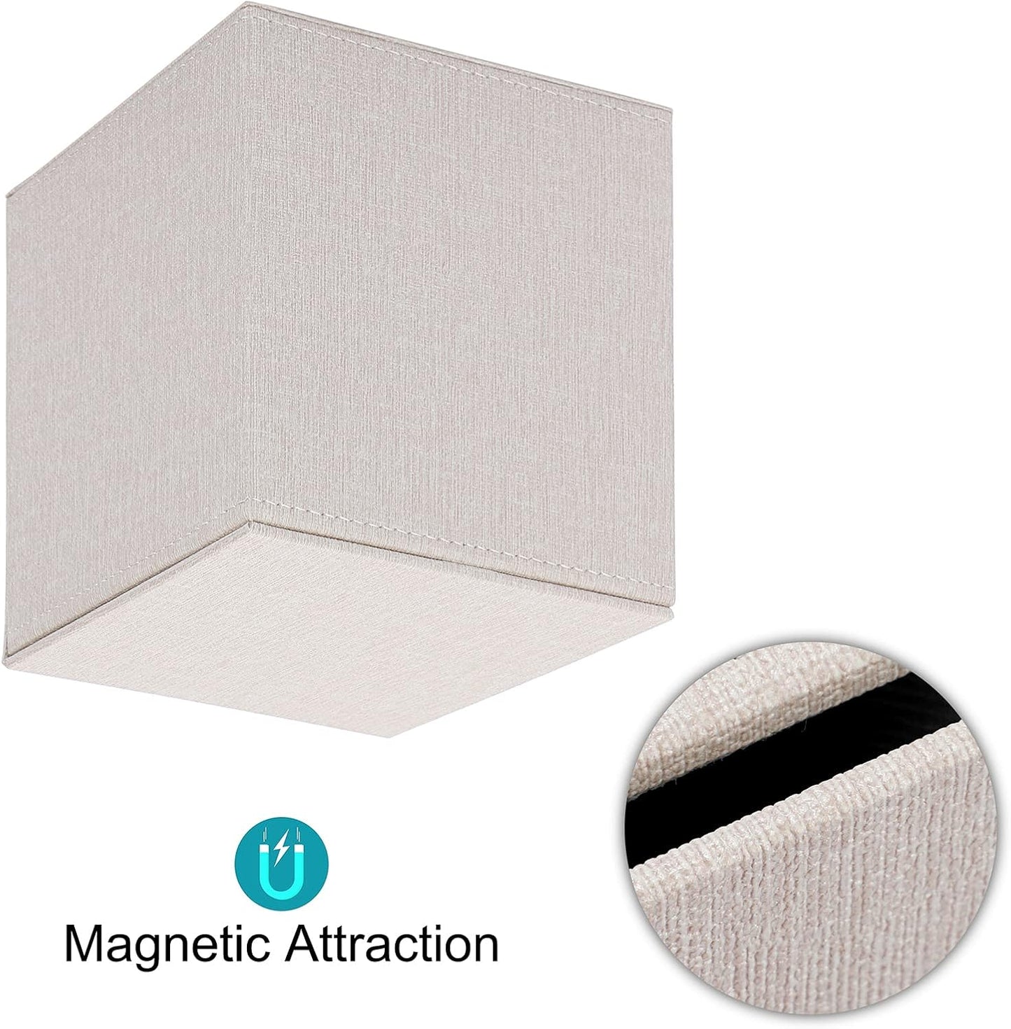 Sumnacon Square Linen Tissue Box Cover - Stylish Cube Tissue Box Holder with Magnetic Bottom, Decorative Tissue Box for Vanity Toilet Tank Dresser Night Stand Table Countertop Office Car, Beige