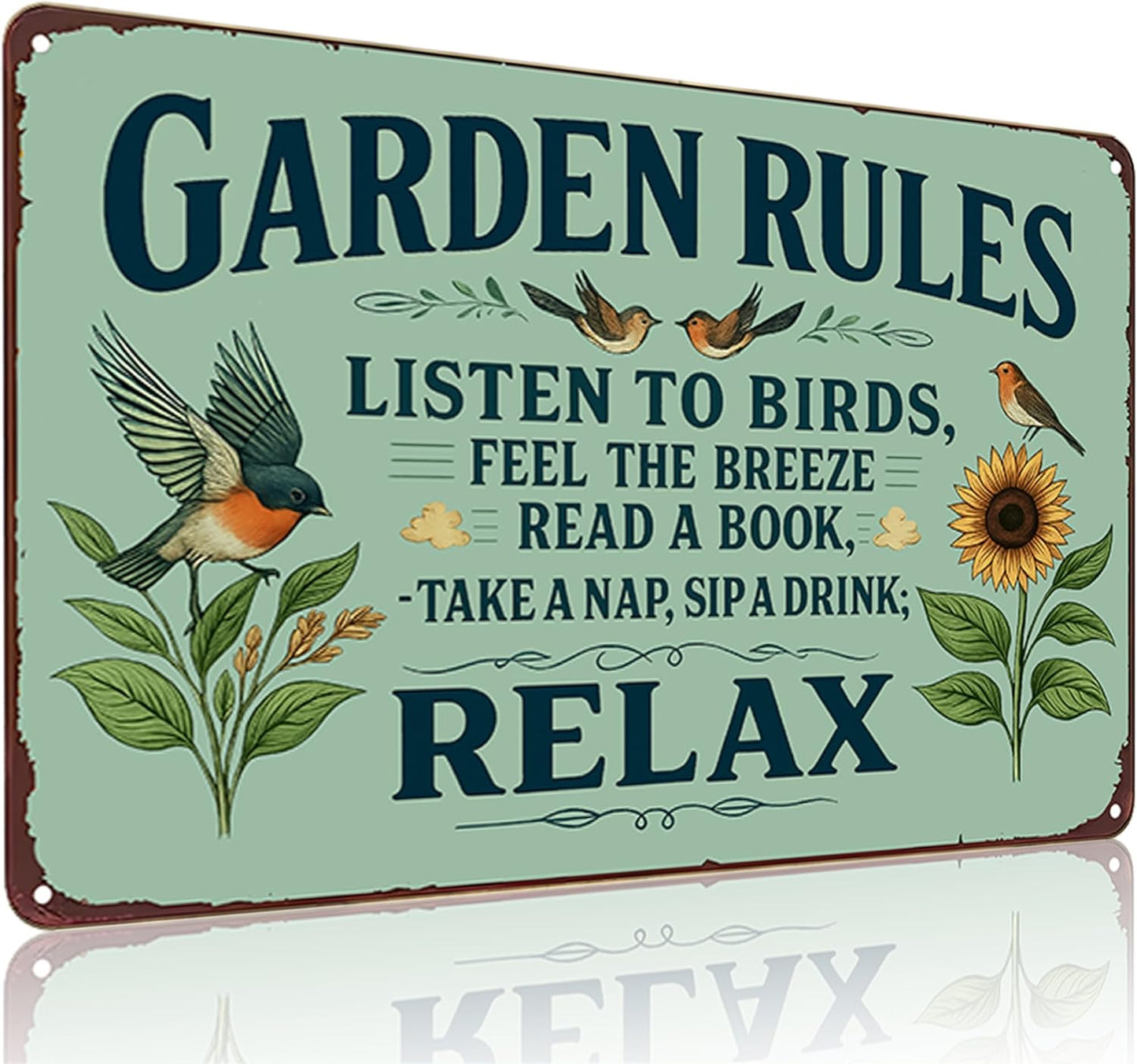 Plants Gifts Garden Rules Vintage Tin Sign for Garden Patio Porch Yard She Shed Decor 8x12 Inch (3945)