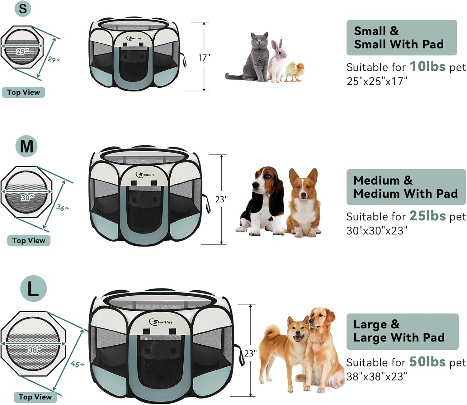 Dog Cat Playpen, Puppy Pet Playpen Indoor for Small Dog Crate Tent Cag