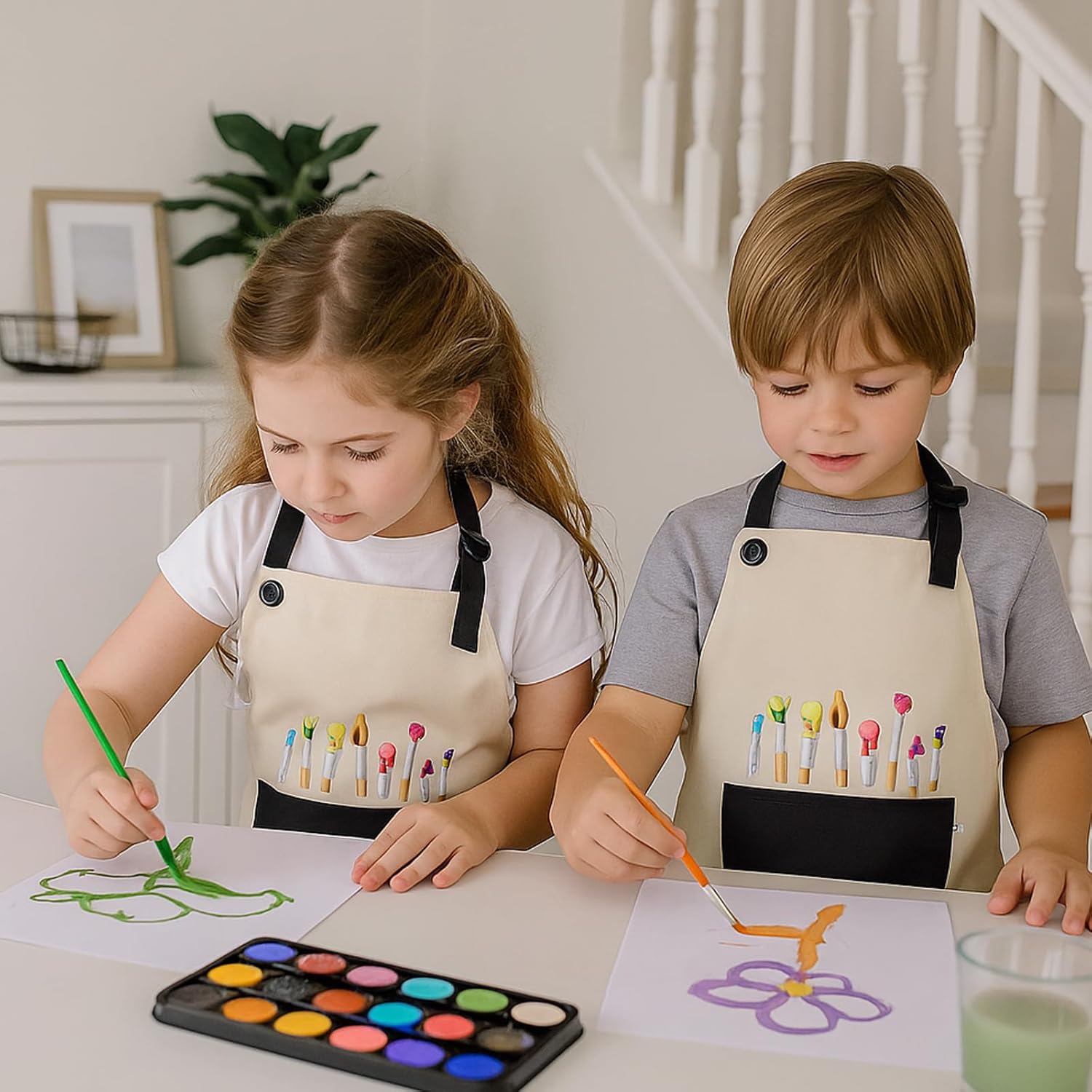 2 Packs Kids Artist Aprons for Painting, Adjustable Waterproof Gardeni
