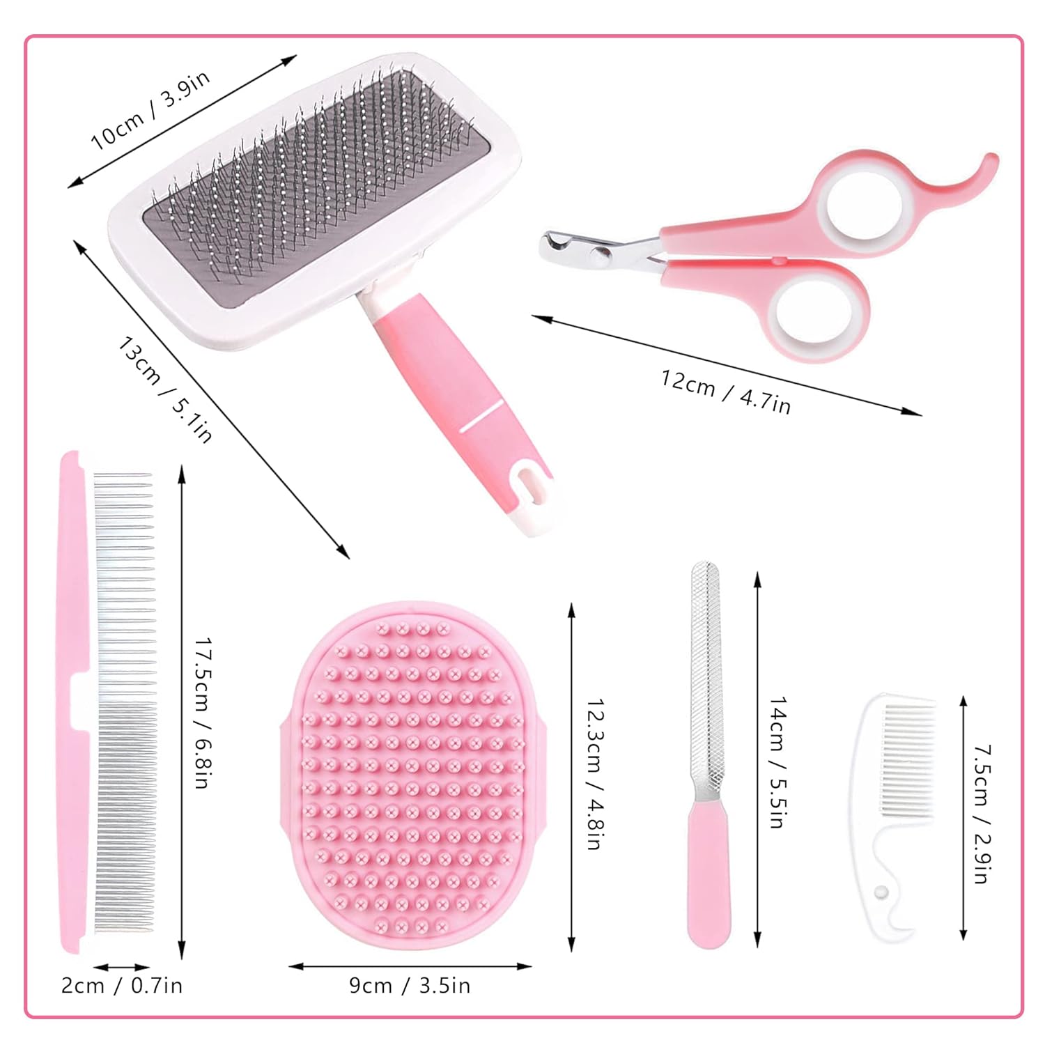 Small Animal Pet Grooming Kit with Pet Shedding Slicker Brush, Bath Ma