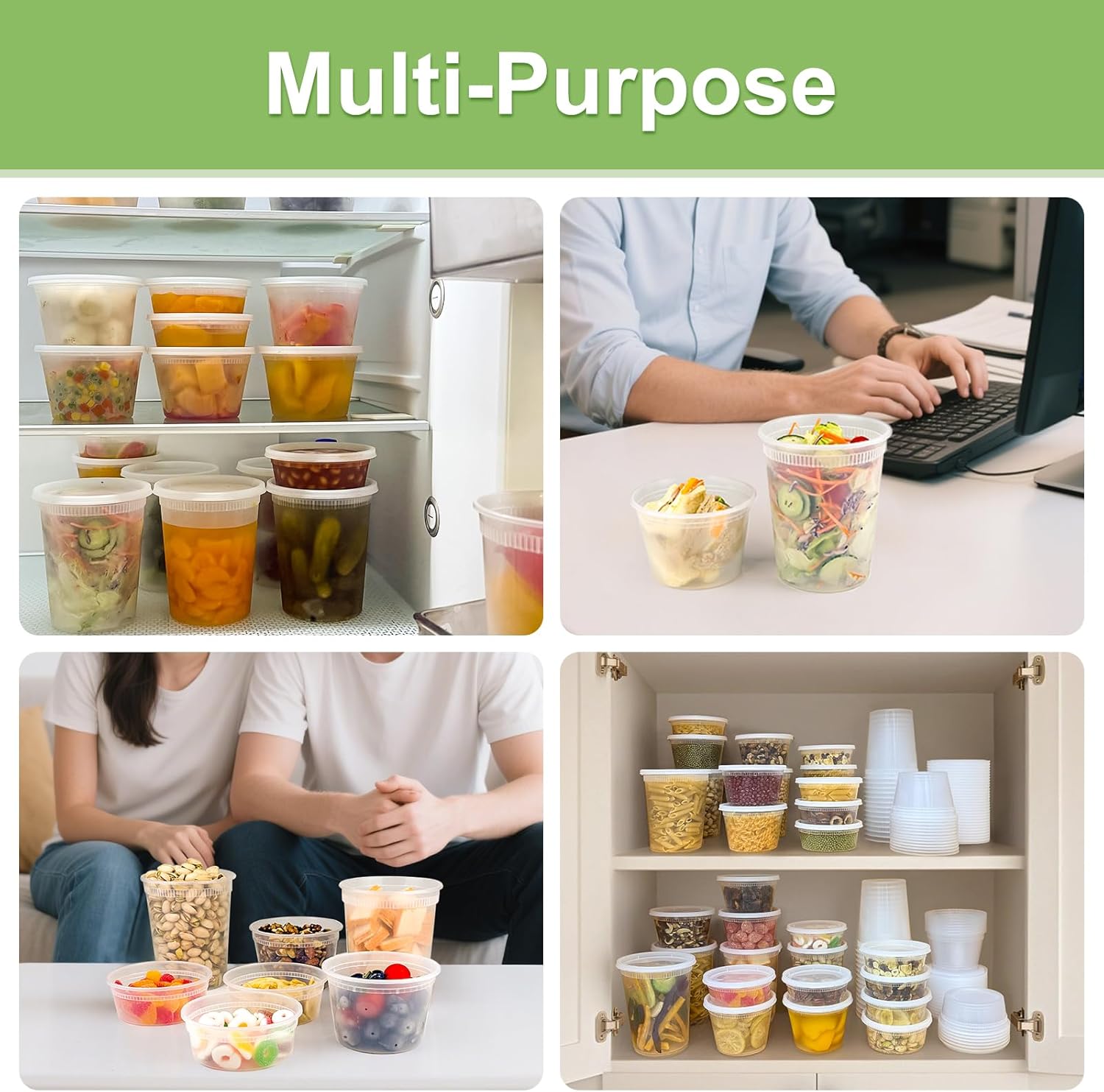 60 Sets (120-Piece) Deli Containers with Lids, 32/16/8 oz X 20 Set Eac