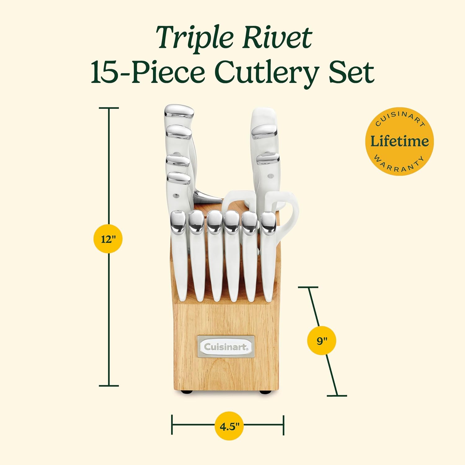Cuisinart 15-Piece Knife Set with Block, High Carbon Stainless Steel, 