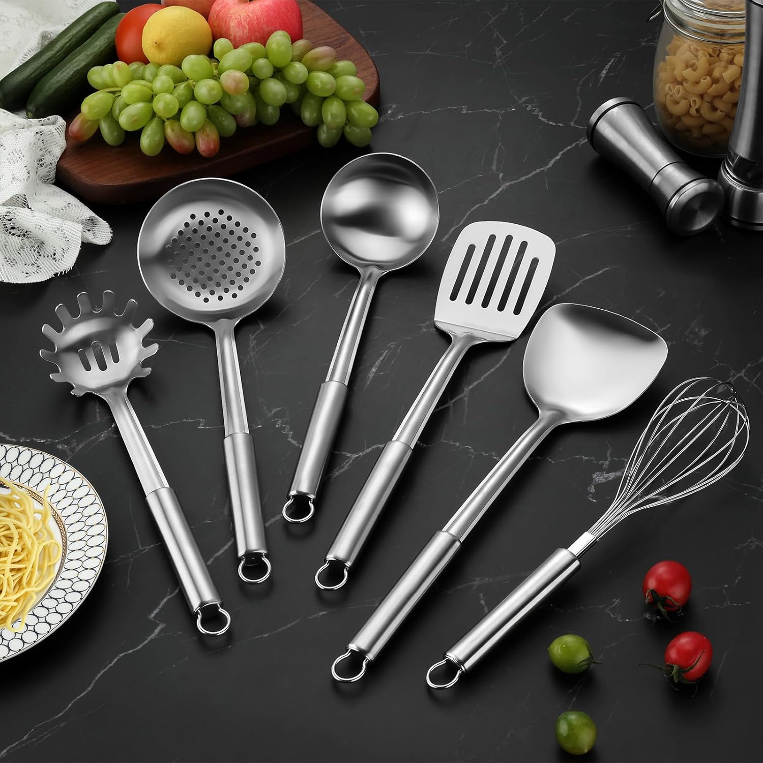 6-Piece Kitchen Cooking Utensils Set, Stainless Steel Kitchen Utensils