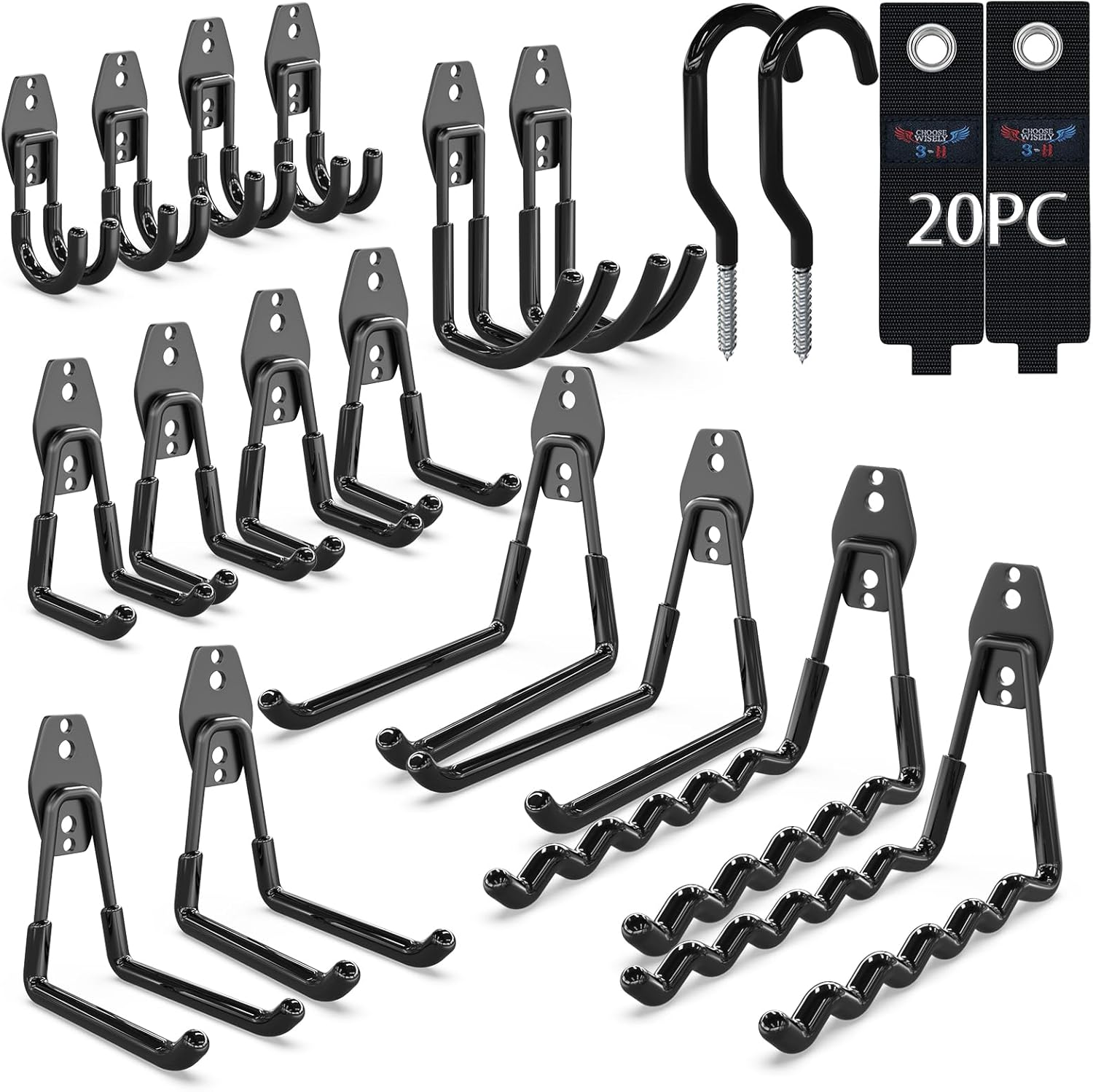 3-H Garage Wall Hooks 20 Pack, Garage Hooks Heavy Duty with Extra Weld