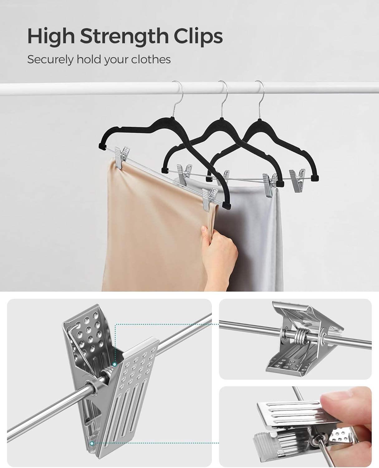 SONGMICS 30 Pack Pants Hangers, 16.7 Inches Long Velvet Trousers Hange