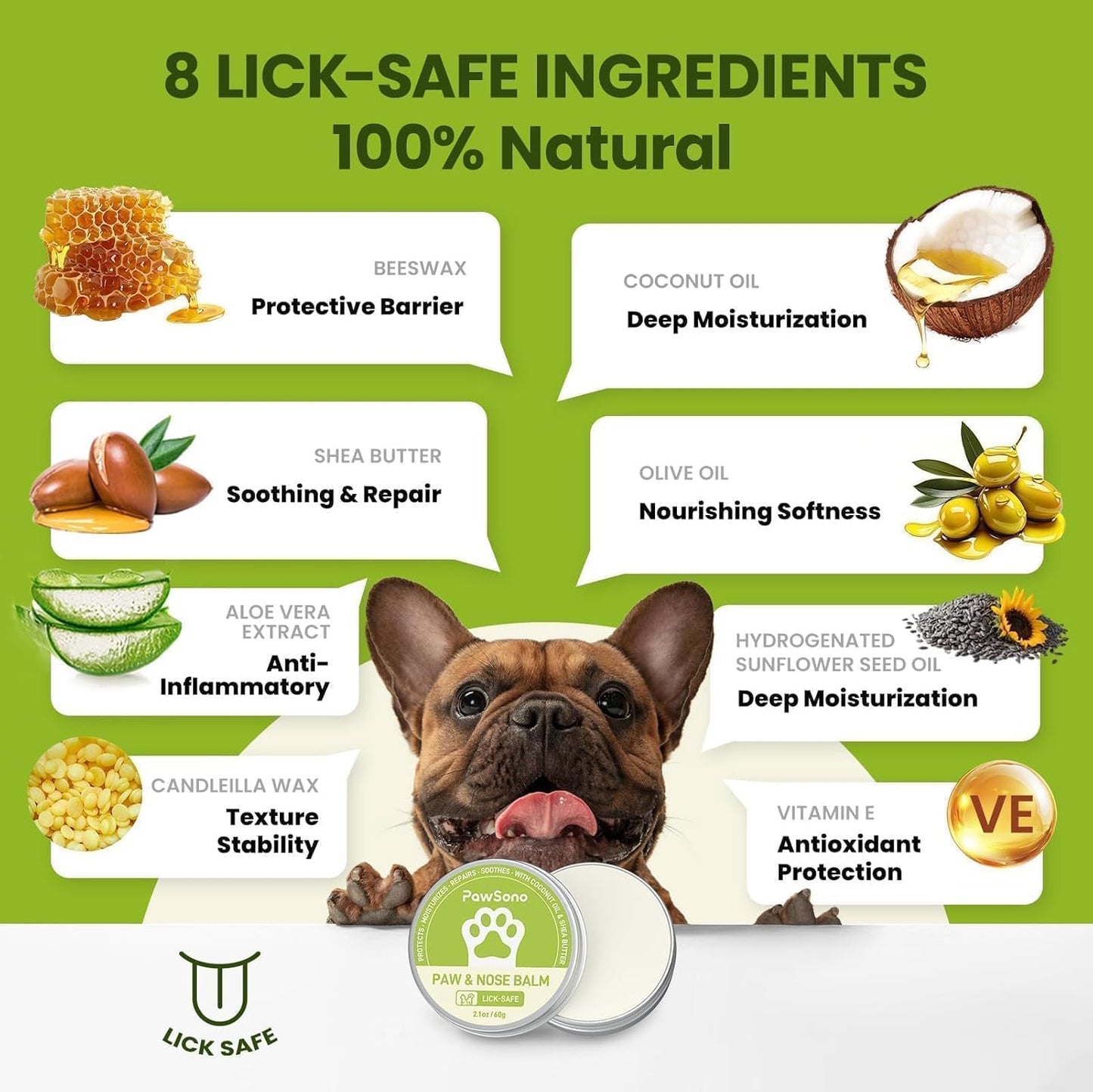 Lick-Safe Dog Paw & Nose Balm with Coconut Oil | All-Natural Moisturiz