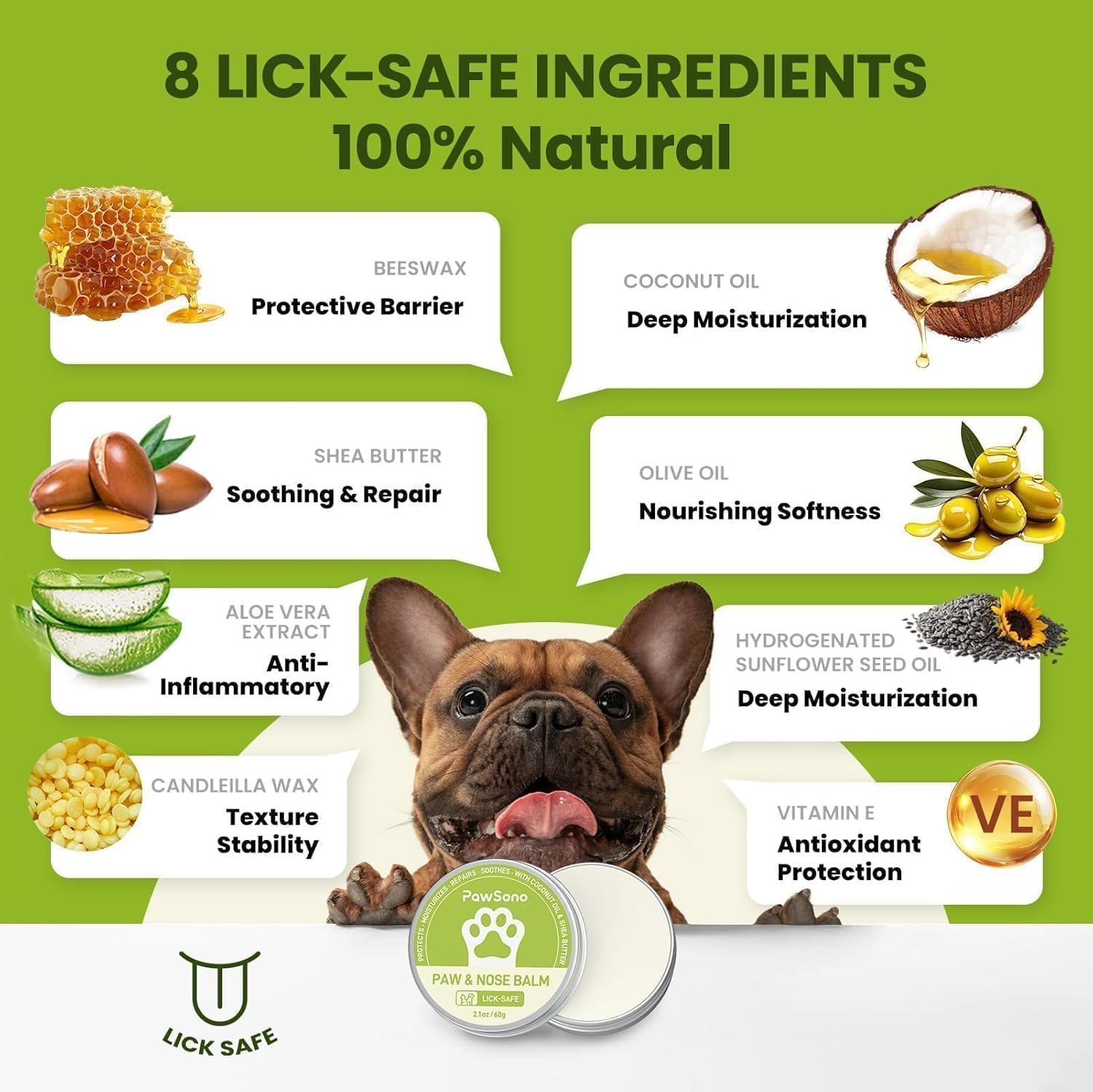 Lick-Safe Dog Paw & Nose Balm with Coconut Oil | All-Natural Moisturiz