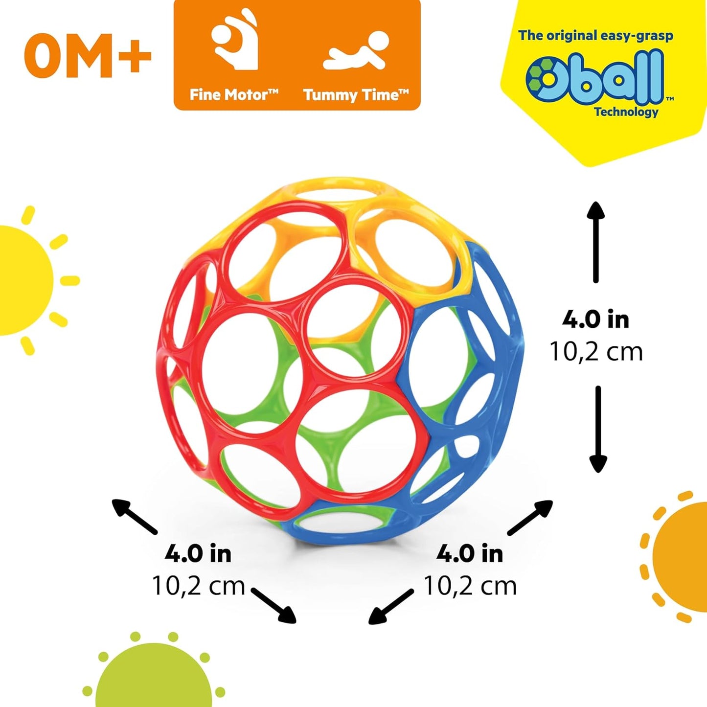 Bright Starts Oball Easy Grasp Classic Ball BPA-Free Infant Toy in Red