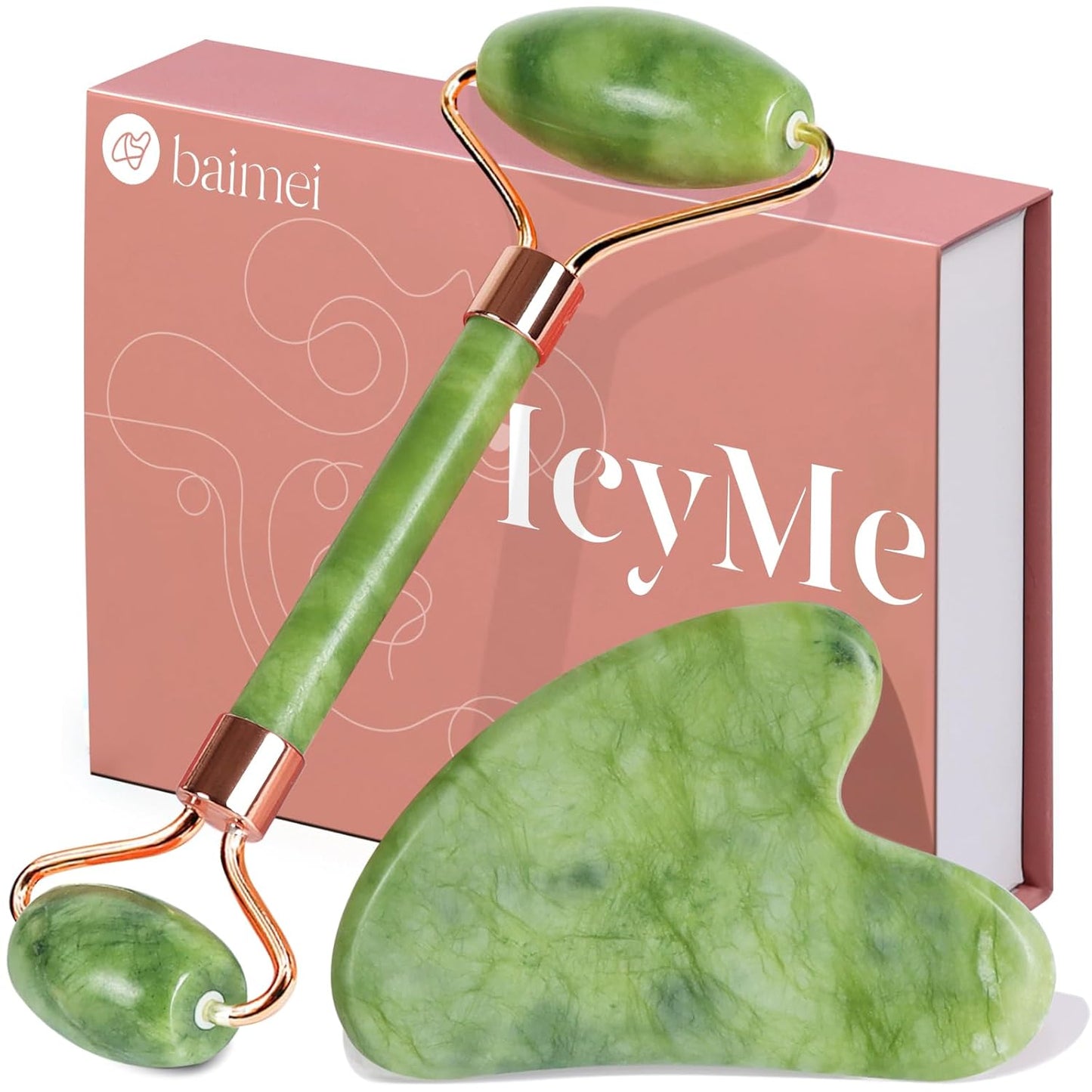 BAIMEI IcyMe Gua Sha & Jade Roller Facial Tools Face Roller and Gua Sh