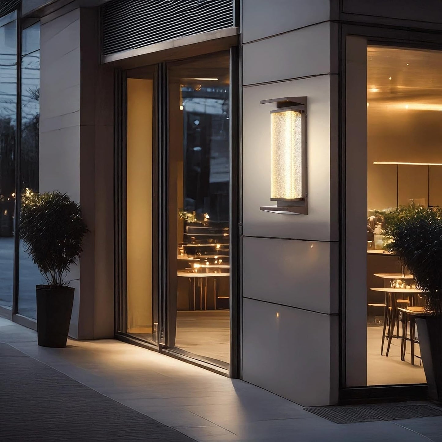 Modern Solar LED Outdoor Wall Light Sconce, IP65 Waterproof Die-Cast Aluminum Glass Exterior Wall Lamp Dusk to Dawn Lighting Fixture for Garden Patio Porch Balcony Landscape Cottage
