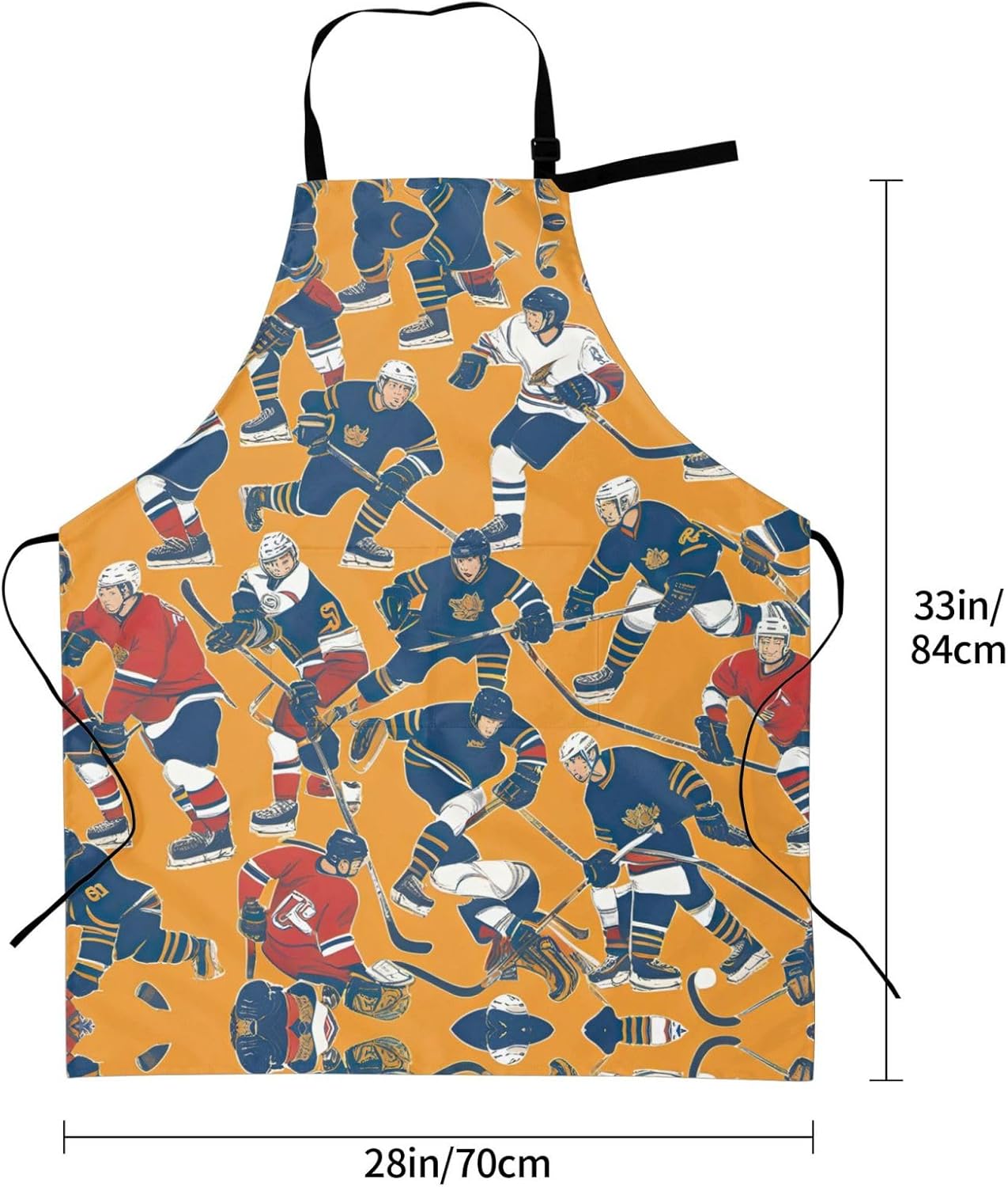 hockey print Waterproof chef's apron with pocket apron for kitchen cooking baking barbecue and gardening