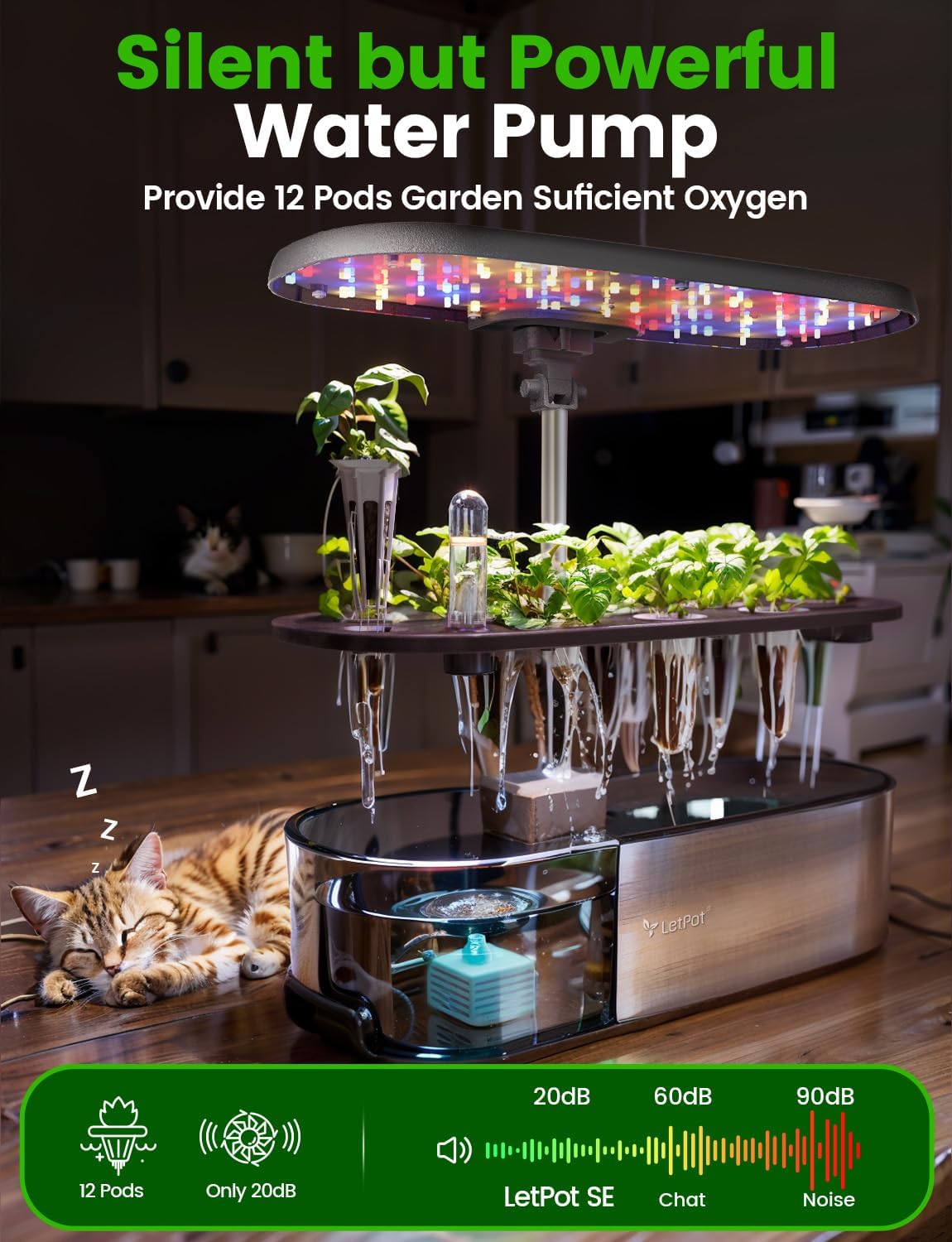 LetPot LPH-SE Hydroponics Growing System, 12 Pods Smart Herb Garden Ki
