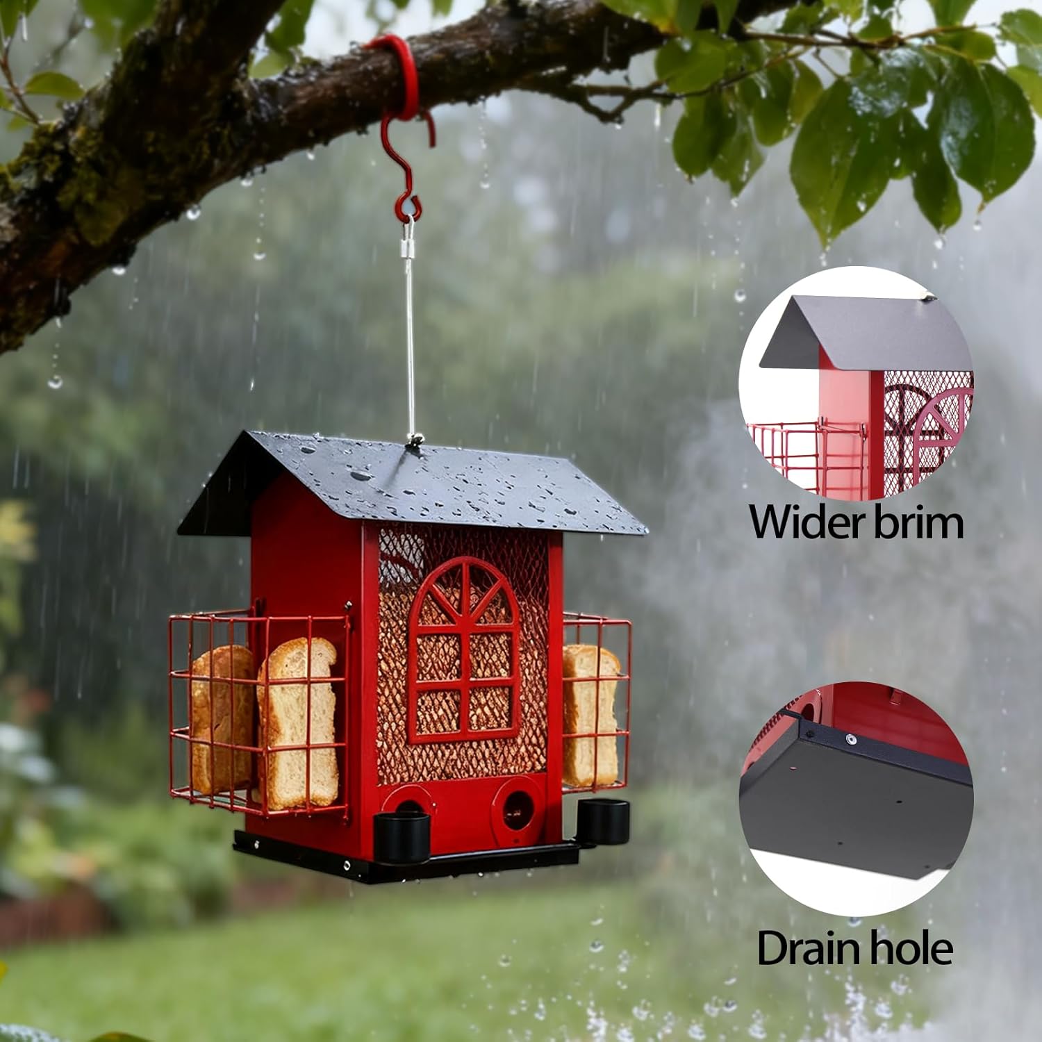 Outdoor Metal Hanging Bird Feeder Large Capacity Premium Wild Bird Fee
