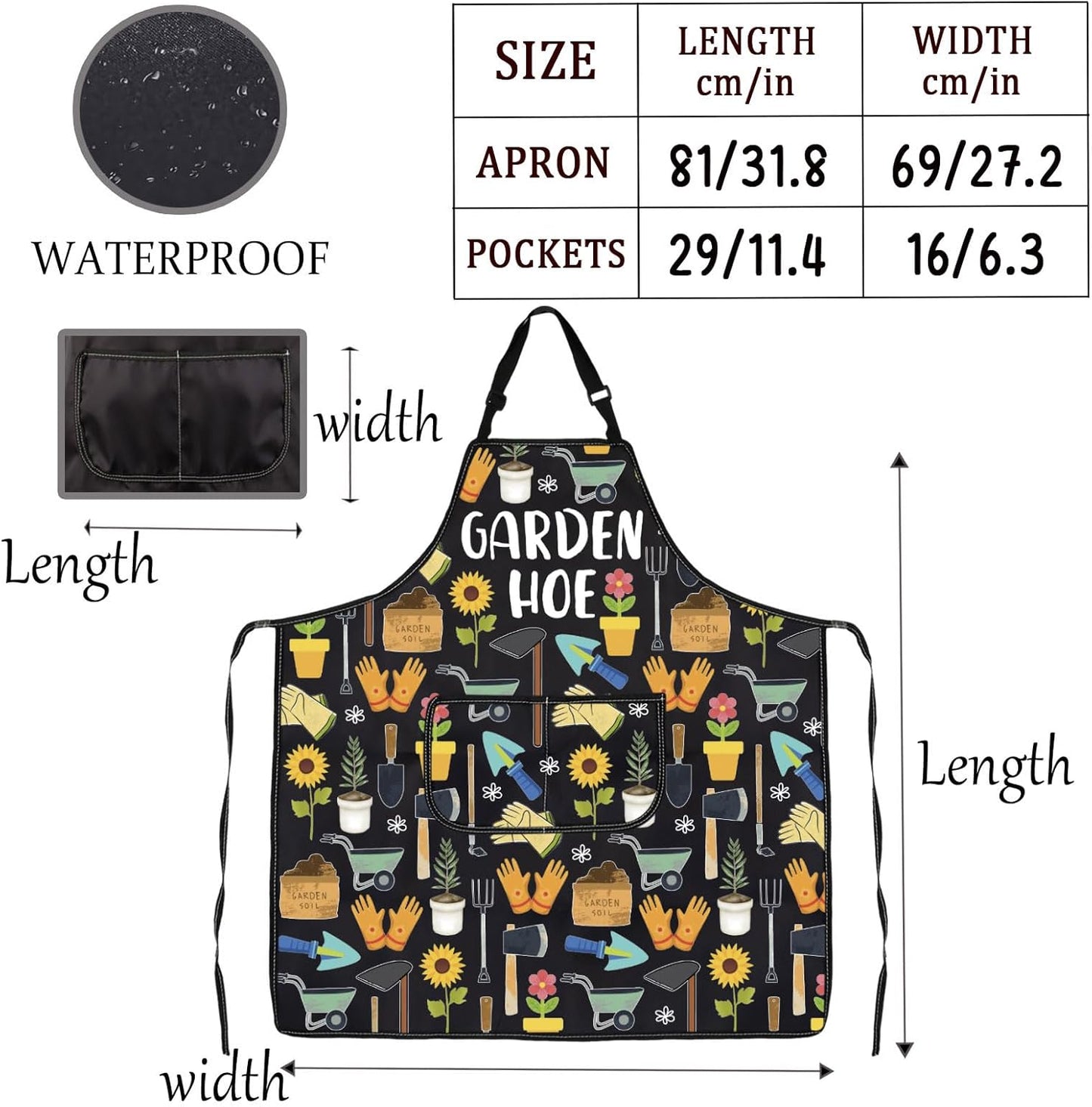 MNIGIU Gardener Apron With Pockets Funny Gardening Gifts Garden Hoe Apron Farmer Inspired Gift Plant Lover Merch