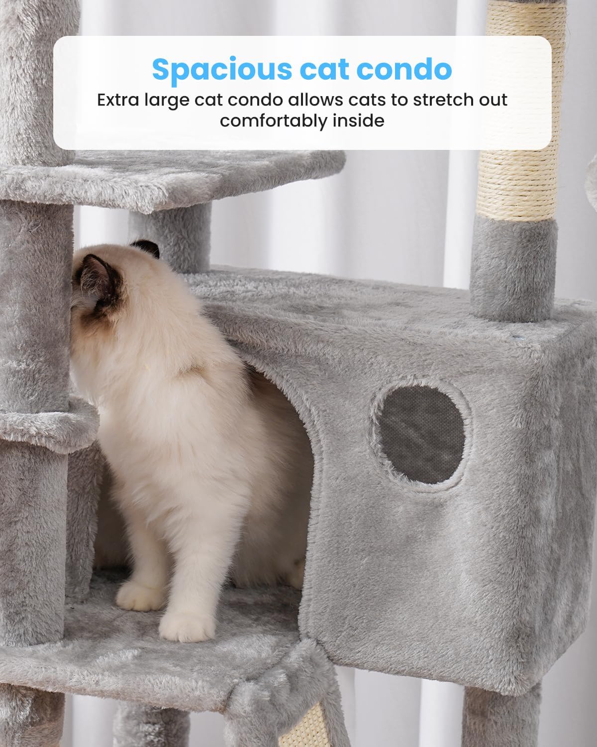 Hey-brother Cat Tree, 53 inch Cat Tower for Indoor Cats, Cat House wit