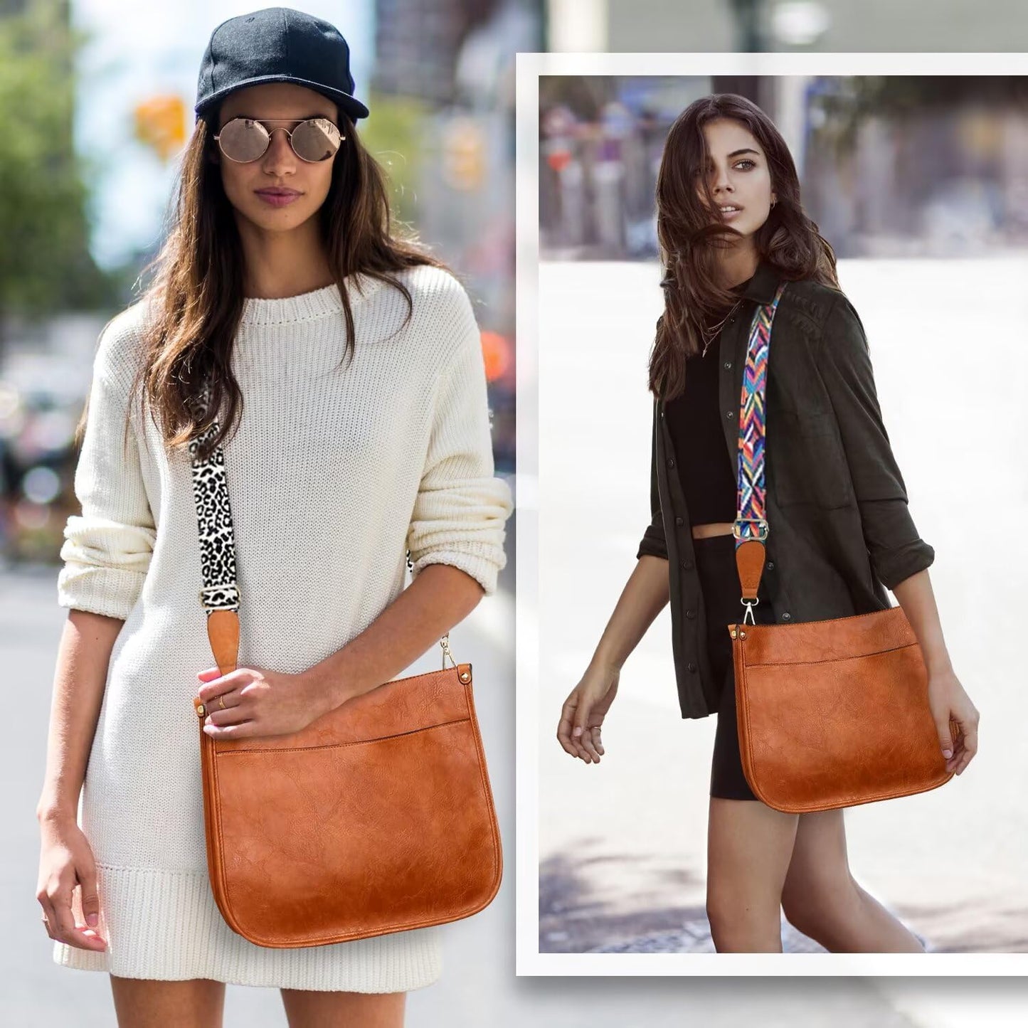 AUYOCO Vegan Leather Crossbody Bags for Women, Crossbody Purse with Gu