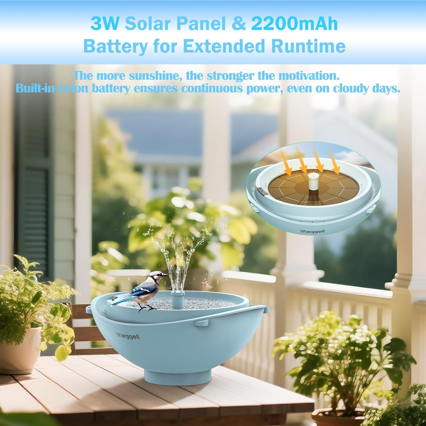 Sheggell Smart Bird Bath, 2L Large Capacity with Water Circulating Fil