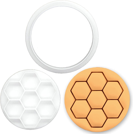 BAKERLOGY Honeycomb Mini Cookie Cutter & Stamp – Geometric Baking Tool