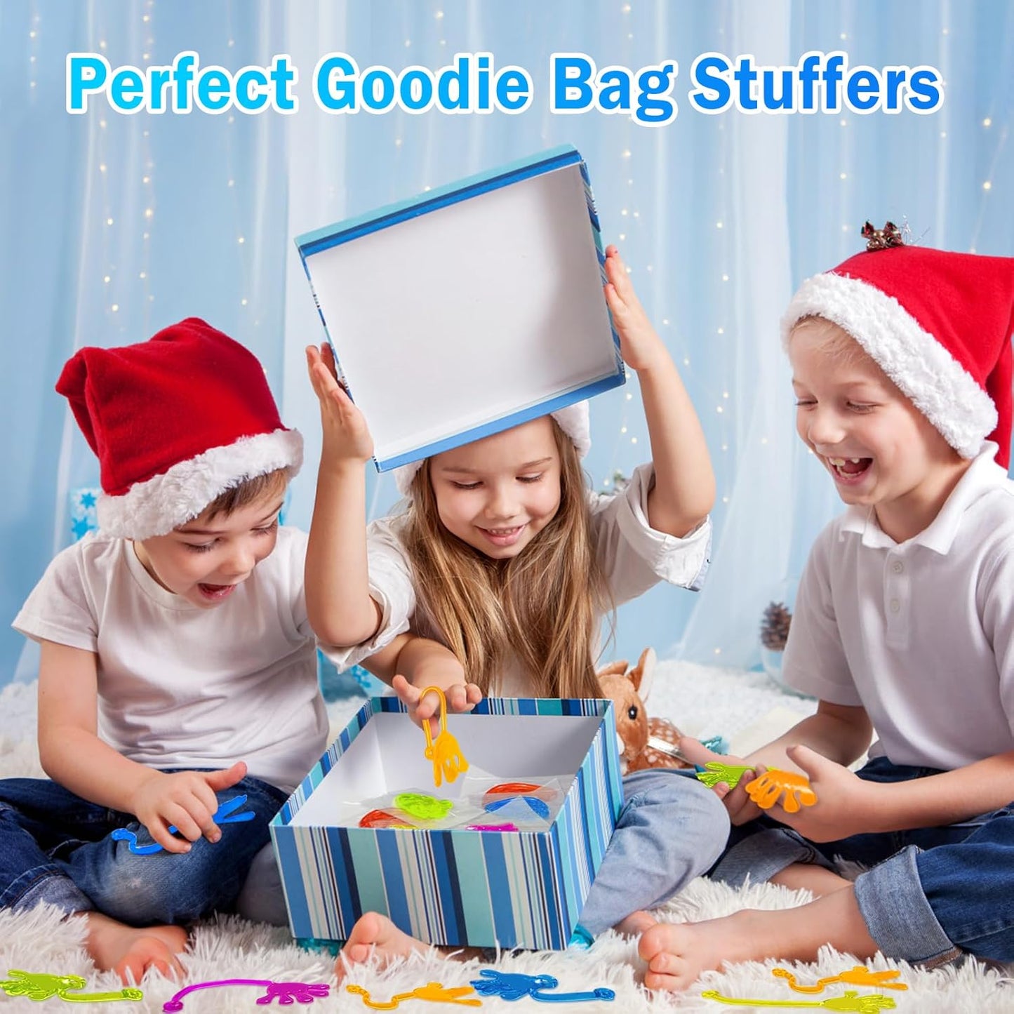 Sticky Hands Bulk 48 PCS Easter Basket Stuffers Egg Fillers Party Favors for Kids 4-8 8-12 Stretchy Sticky Hand Toy Kid Goodie Bag Stuffers Small Classroom Prizes Student Gifts Birthday Party Supplies