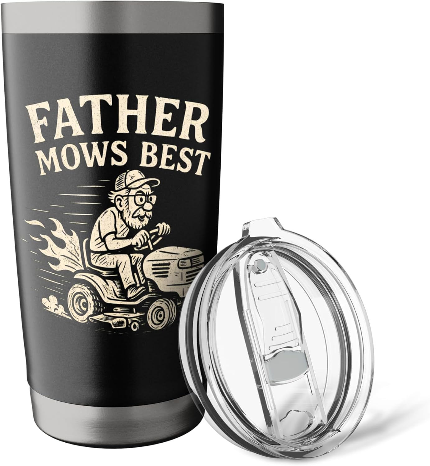 Father Mows Best Funny Racing Lawn Mower Dad Stainless Steel Insulated Tumbler