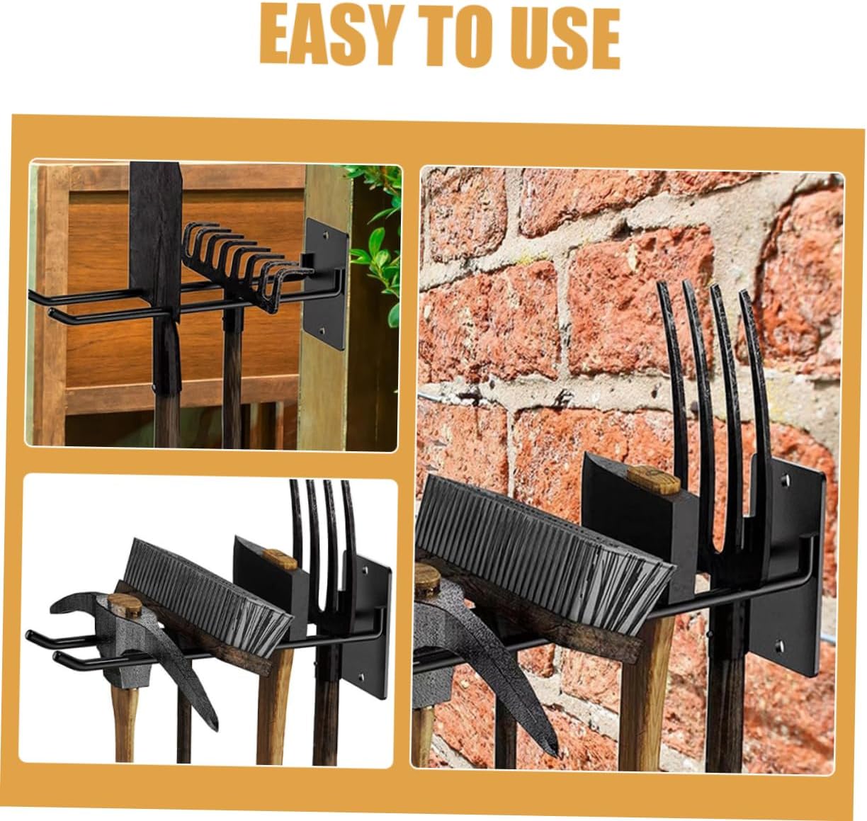 Milisten 2pcs Wall Mounted Garden Tool Organizer Heavy Duty Iron Rake 