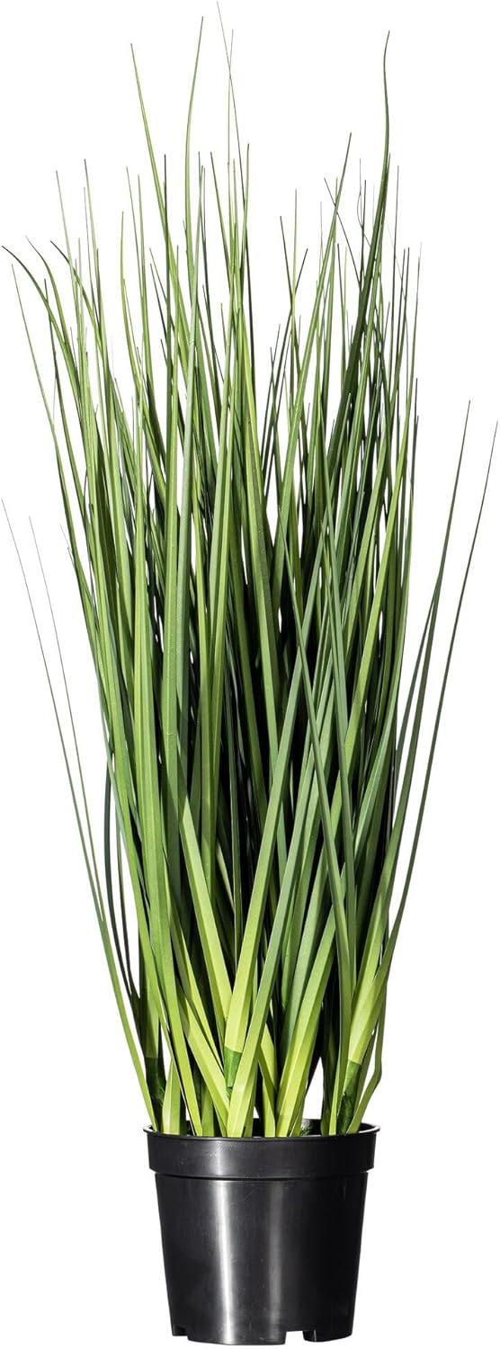 Vickerman Everyday 24" Artificial Extra Full Green Grass with Black Plastic Pot - Faux Grass Plant Decor - Home Or Office Indoor Greenery Accent - Maintenance Free