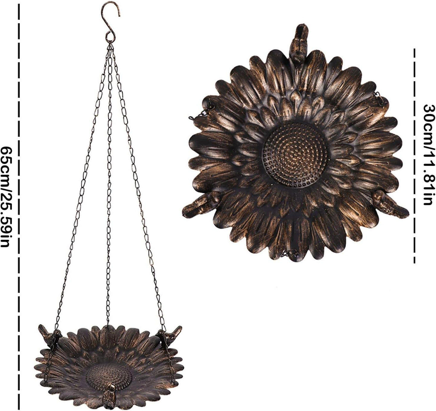Wild Bird Feeders - Iron Vintage Outdoor Food Tray, Large Weatherproof Bird Feeder with Durable Design, Hummingbird and Finch Watching with Easy Hanging, Wildlife Feeding Accessory for Garden