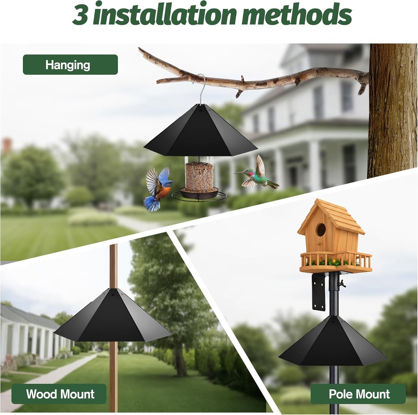 Bird Feeder Pole Kit, 95 Inch Metal Heavy Duty Bird House Pole with Squirrel Baffle,5-Prong Base,Hook for Hanging Bird feeders