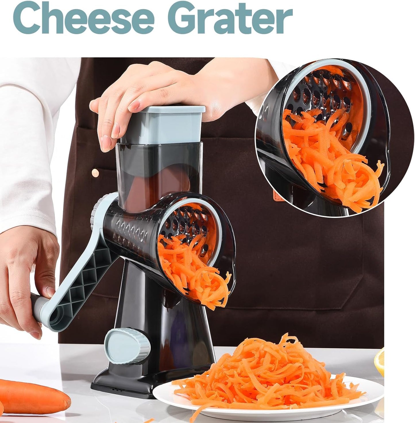 Rotary Cheese Grater with Handle Kitchen Shredder Slicer Grater Slicer