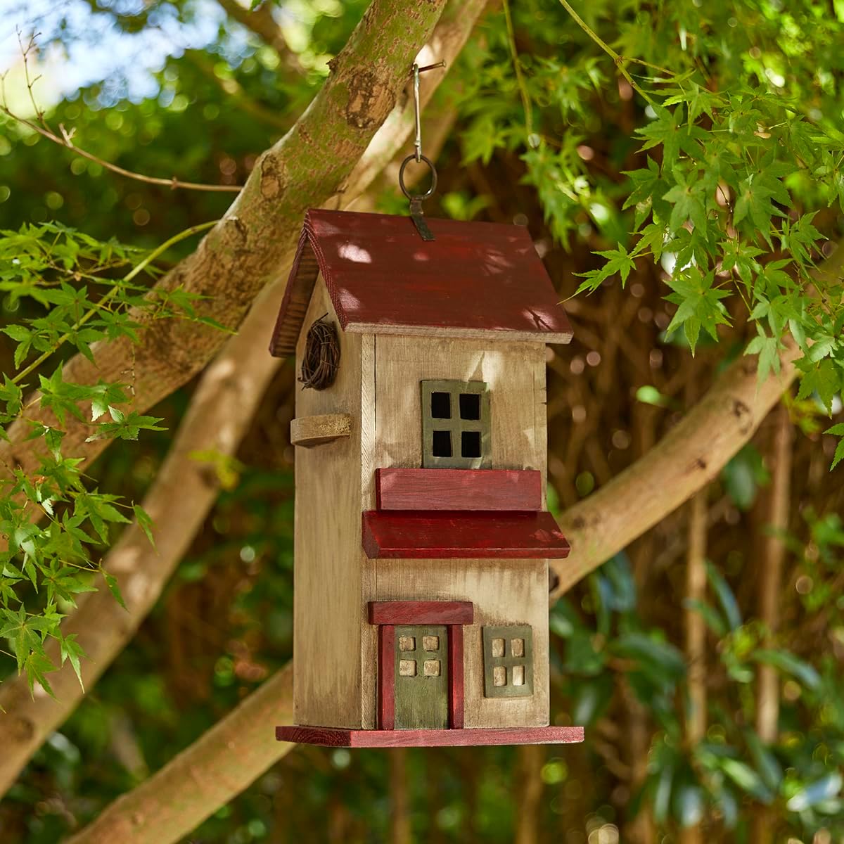 Glitzhome Birdhouses for Outdoors, Rustic 14.25" H Large Bird Houses f