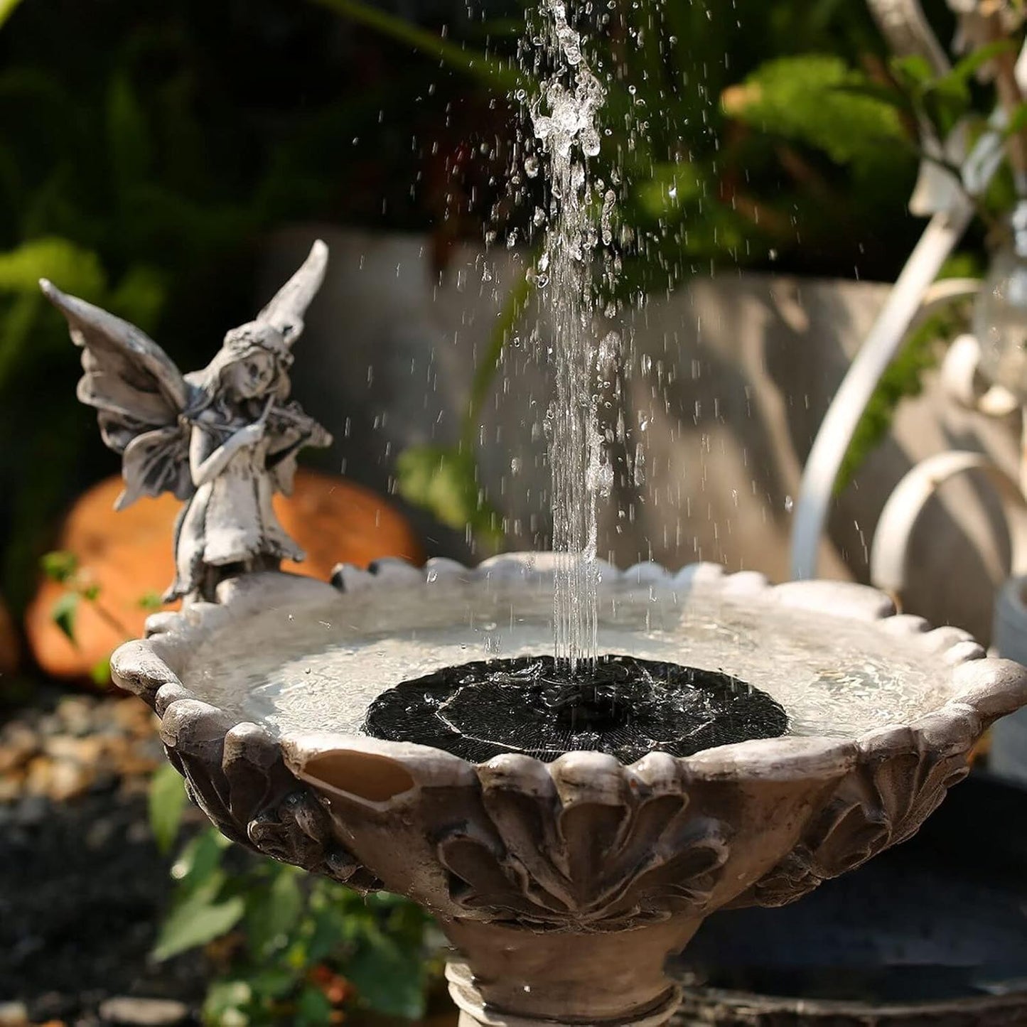 Solar Fountain, Solar Powered Bird Bath Fountain with 4 Nozzles 1.4W S