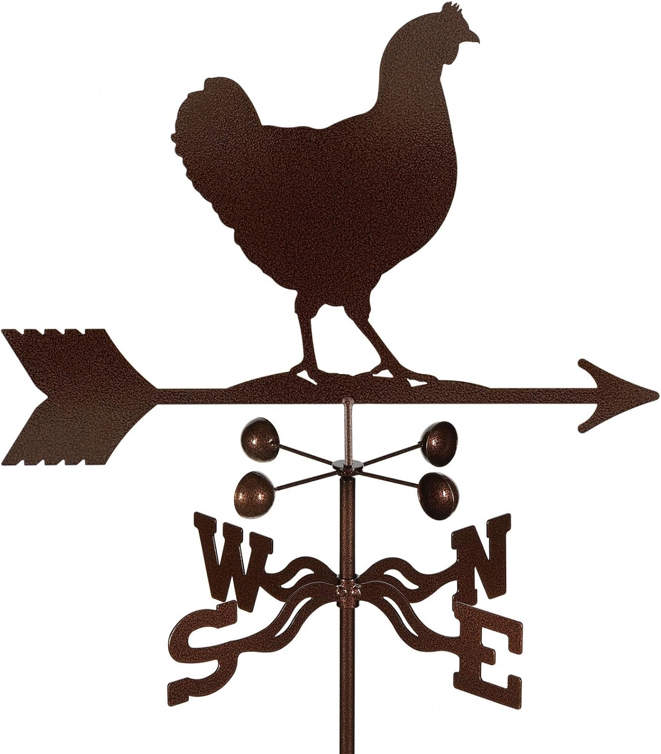 EZ Vane Hen Chicken Weathervane — Garden Mount, Wind Cups, Antique Copper Finish, Steel with Durable Triple Powder Coating, Handcrafted in USA