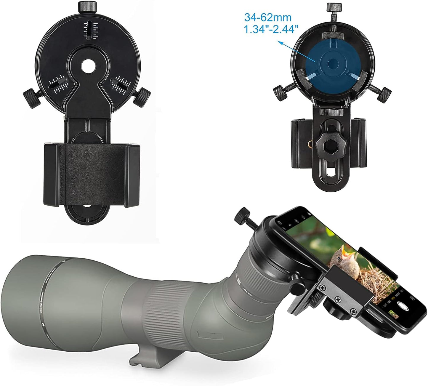 Smartphone Scope Adapter- Phone Mount Working with Spotting Scopes& Bi