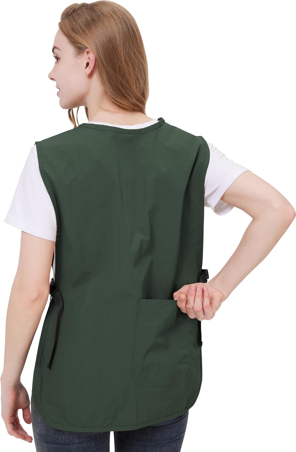 Nanxson Waterproof Cobbler Apron for Women with Pockets Barber Smock Buckle Design Hair Stylist Apron for Kitchen Garden Men