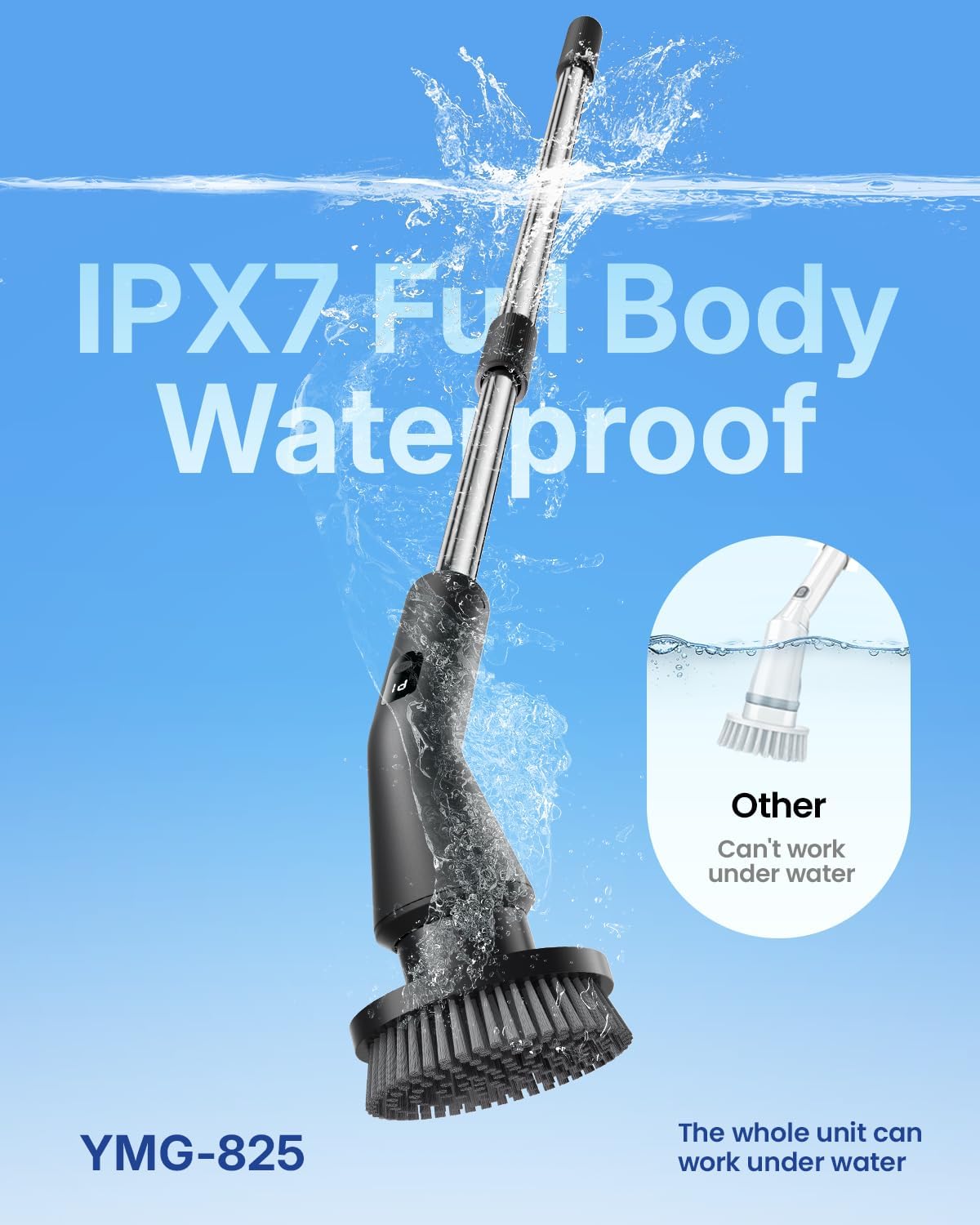 Leebein 전기 스핀 스크러버, 욕실 샤워 욕조용 무선 클리닝 브러시, IPX7 방수 파워 스크러버, 7개의 브러시 헤드,