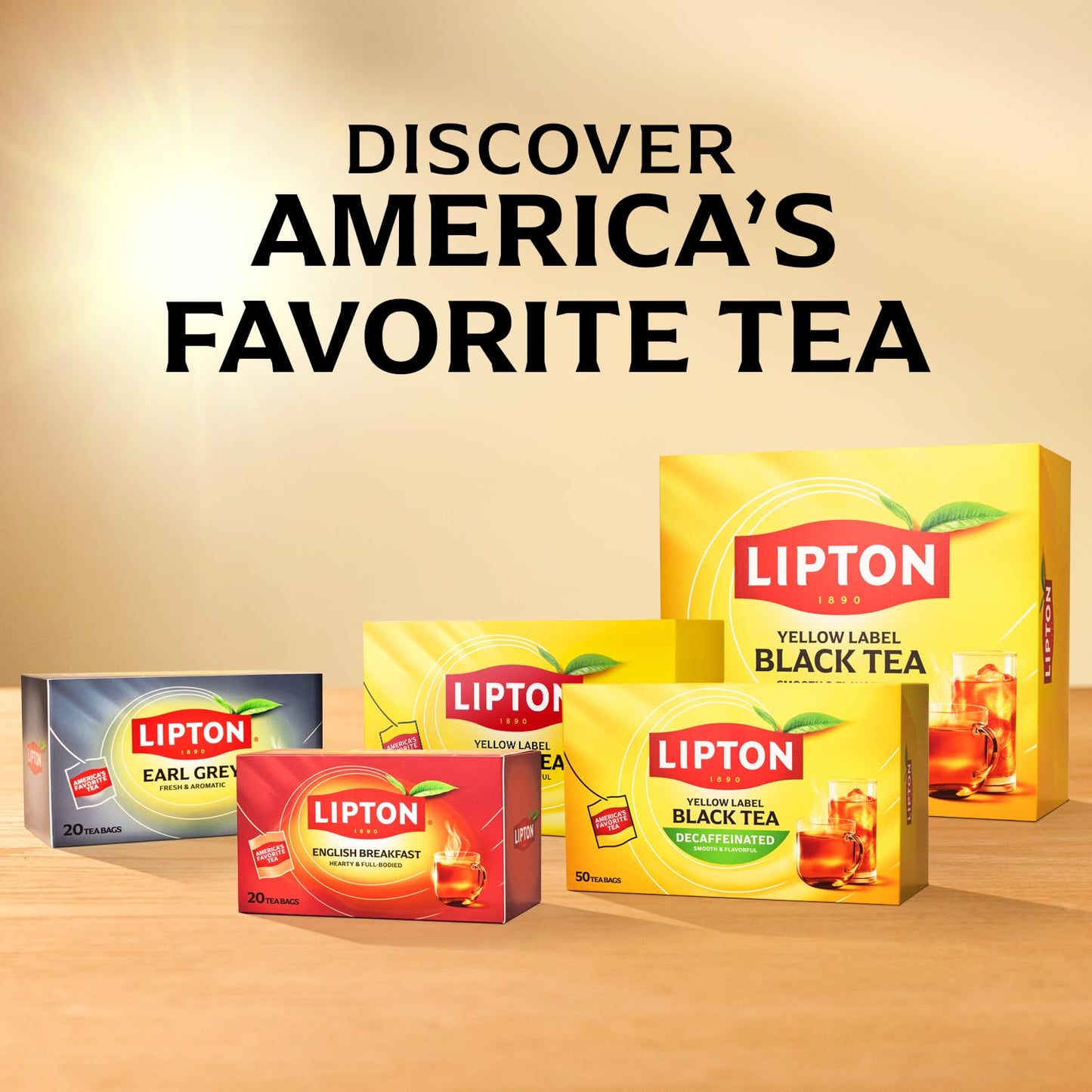 Lipton Black Tea Bags, Hot or Iced High Caffeine Tea, 100 Total Bags