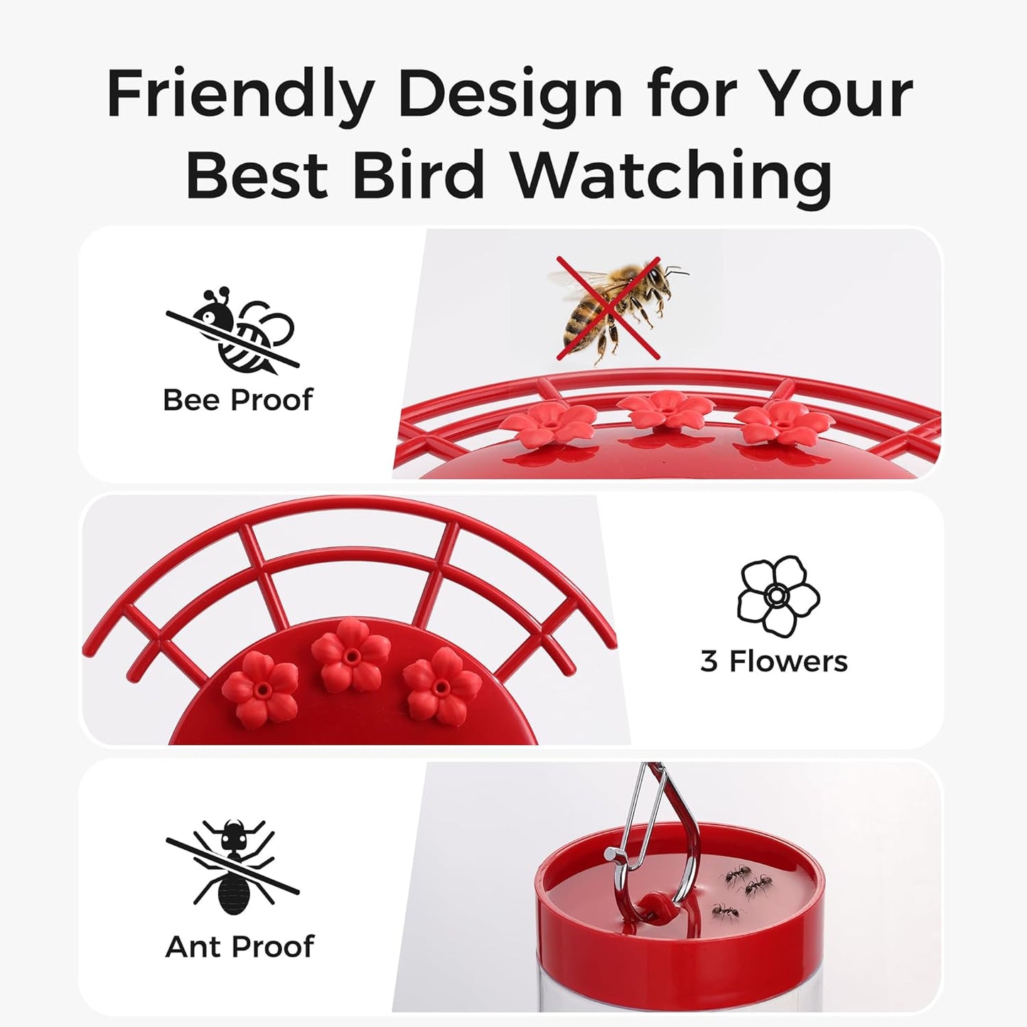 TT Nature Hummingbird Feeder with Camera Solar Powered, AI Identify Cloud Storage Instant Notification, CCPA Data Protection, Outdoor Hanging, Christmas Limited Edition