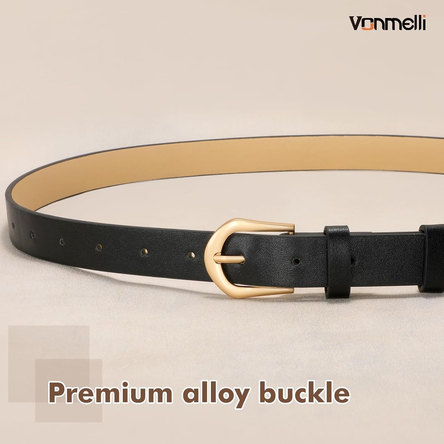 VONMELLI 4 Pack Womens Thin Leather Belt Skinny Waist Belts for Women 