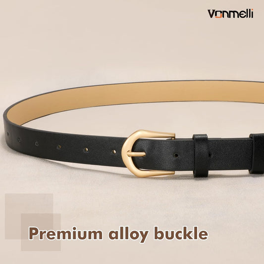 VONMELLI 4 Pack Womens Thin Leather Belt Skinny Waist Belts for Women 